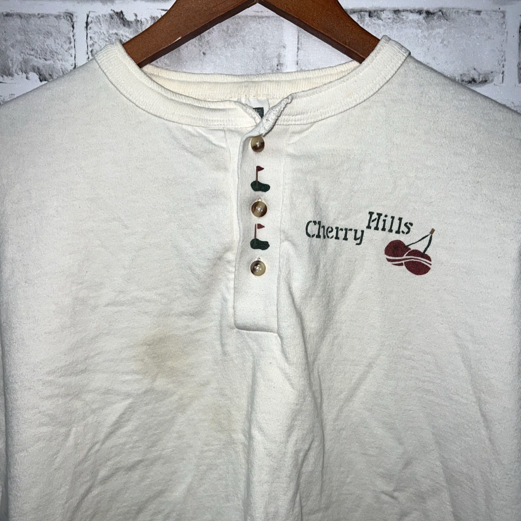 Vintage VTG Cherry Hills Henley T-Shirt Mens Size L Beige Stitch Cotton Duluxe Size US L / EU 52-54 / 3 - 2 Thumbnail