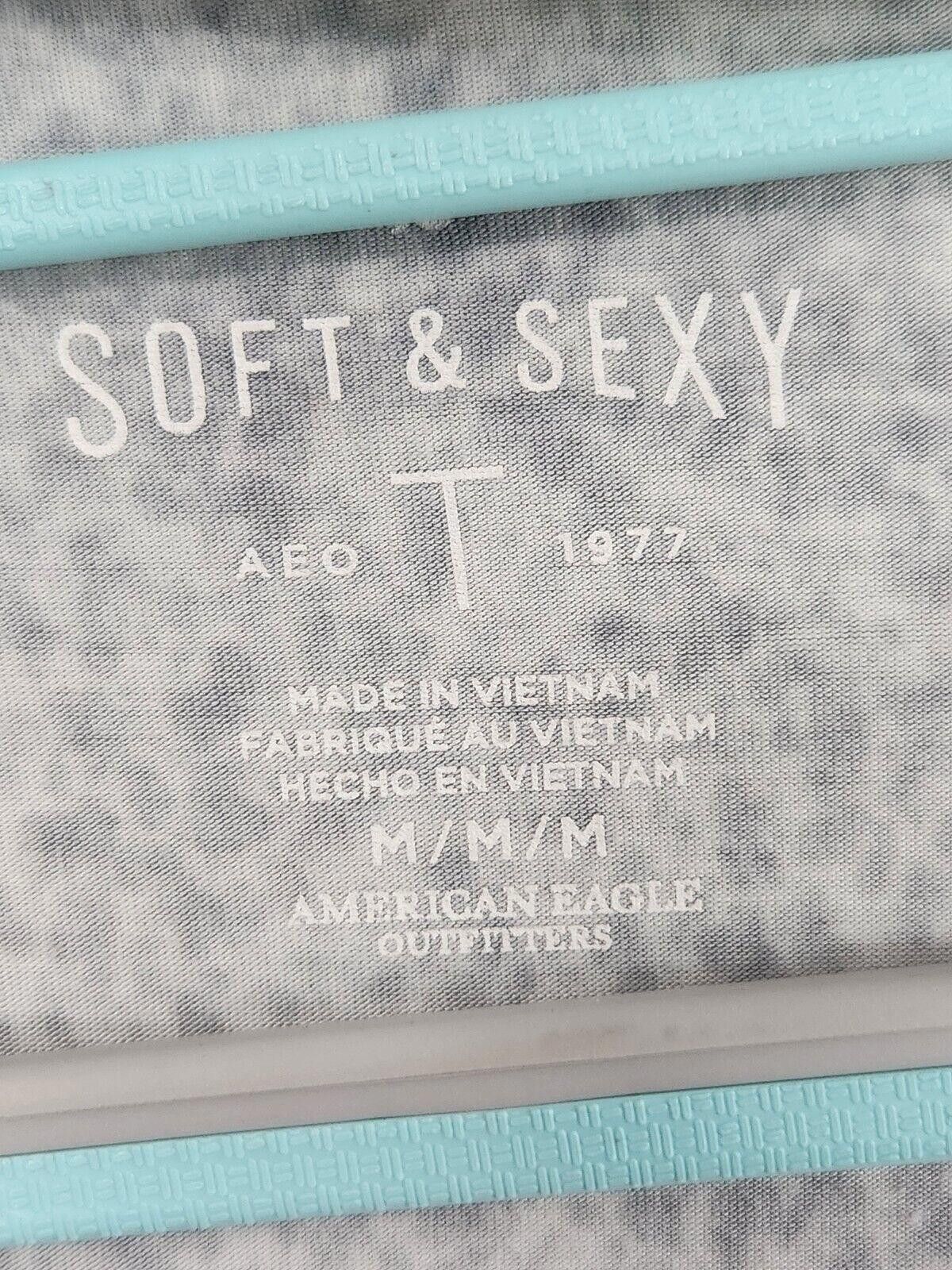Designer American Eagle Soft & Sexy Shirt Med White Grey Choker Ombre Size M / US 6-8 / IT 42-44 - 4 Thumbnail