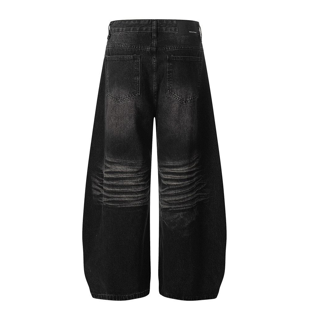 Vintage American retro washed distressed curved jeans for men Size US 32 / EU 48 - 2 Thumbnail