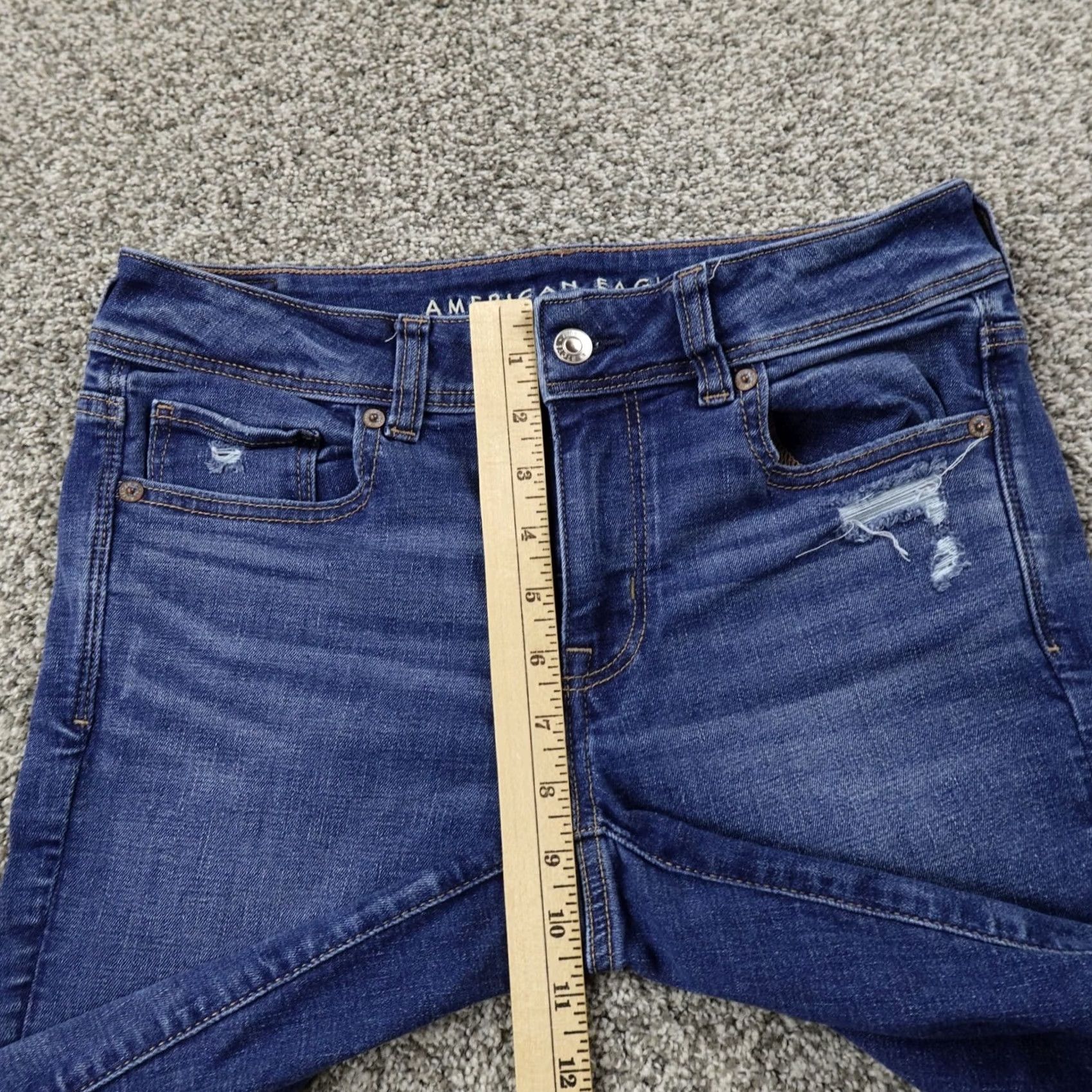 American Eagle Outfitters American Eagle Jeans Womens 6 Dark Blue Denim Kick Boot Low Rise Stretch Pants Size 28" / US 6 / IT 42 - 4 Thumbnail