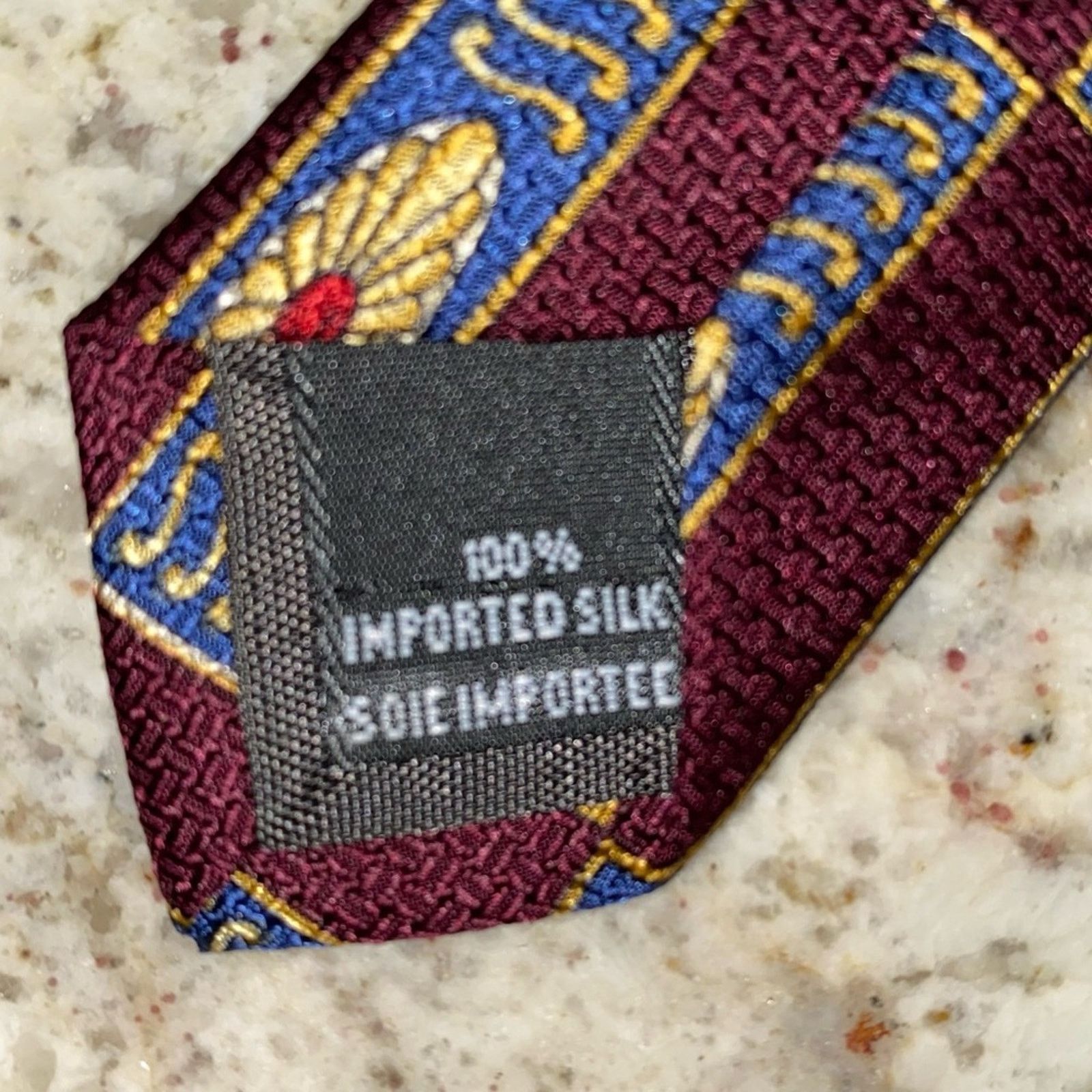Dior Christian Dior Vintage 100% Silk Art Deco Print Tie Burgundy Size ONE SIZE - 6 Thumbnail