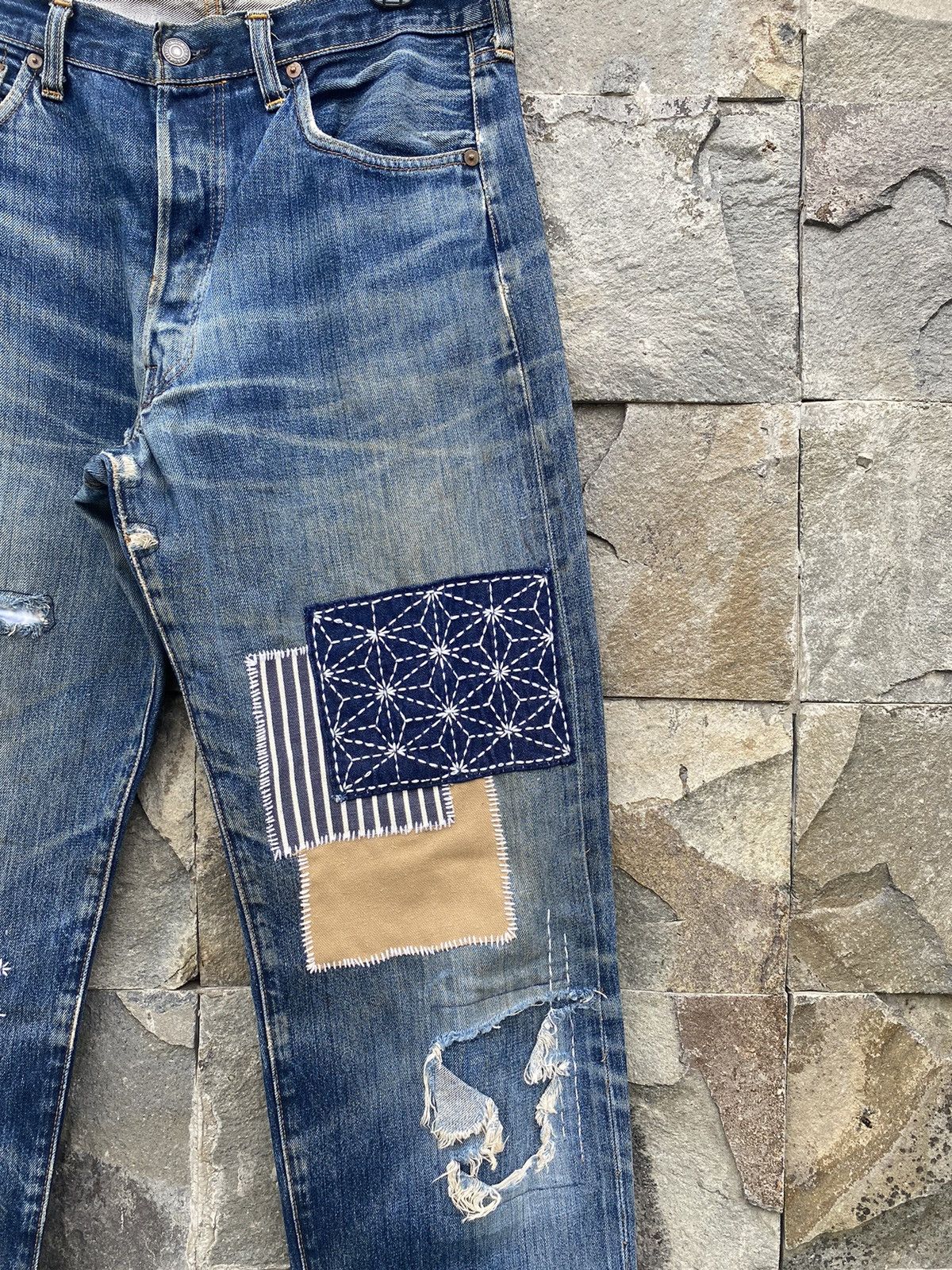 Levi's Vintage Clothing 1999 Levi’s 501 Distressed Patch Work Pants Size US 32 / EU 48 - 4 Thumbnail