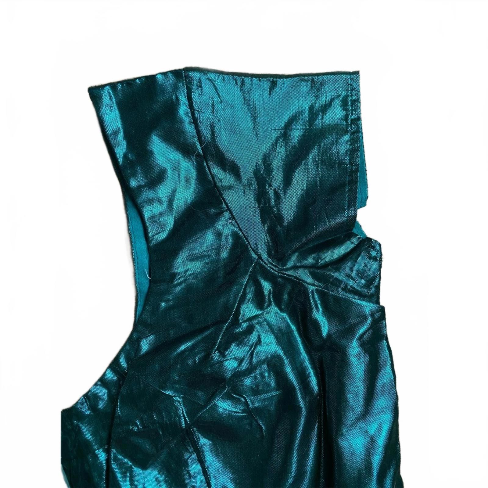 Other Vibrant Teal Shiny Crop Top Handmade in INDIA Size S / US 4 / IT 40 - 4 Thumbnail