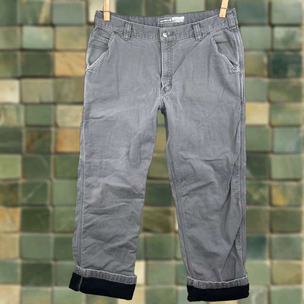Carhartt Carhartt Knit Lined Pant Men 34x29* Thermal Rugged Flex Utility Workwear Pant Casual Men 34 Gray Carhartt 103342-039 Canvas Cotton Warm Size US 34 / EU 50 - 1 Thumbnail