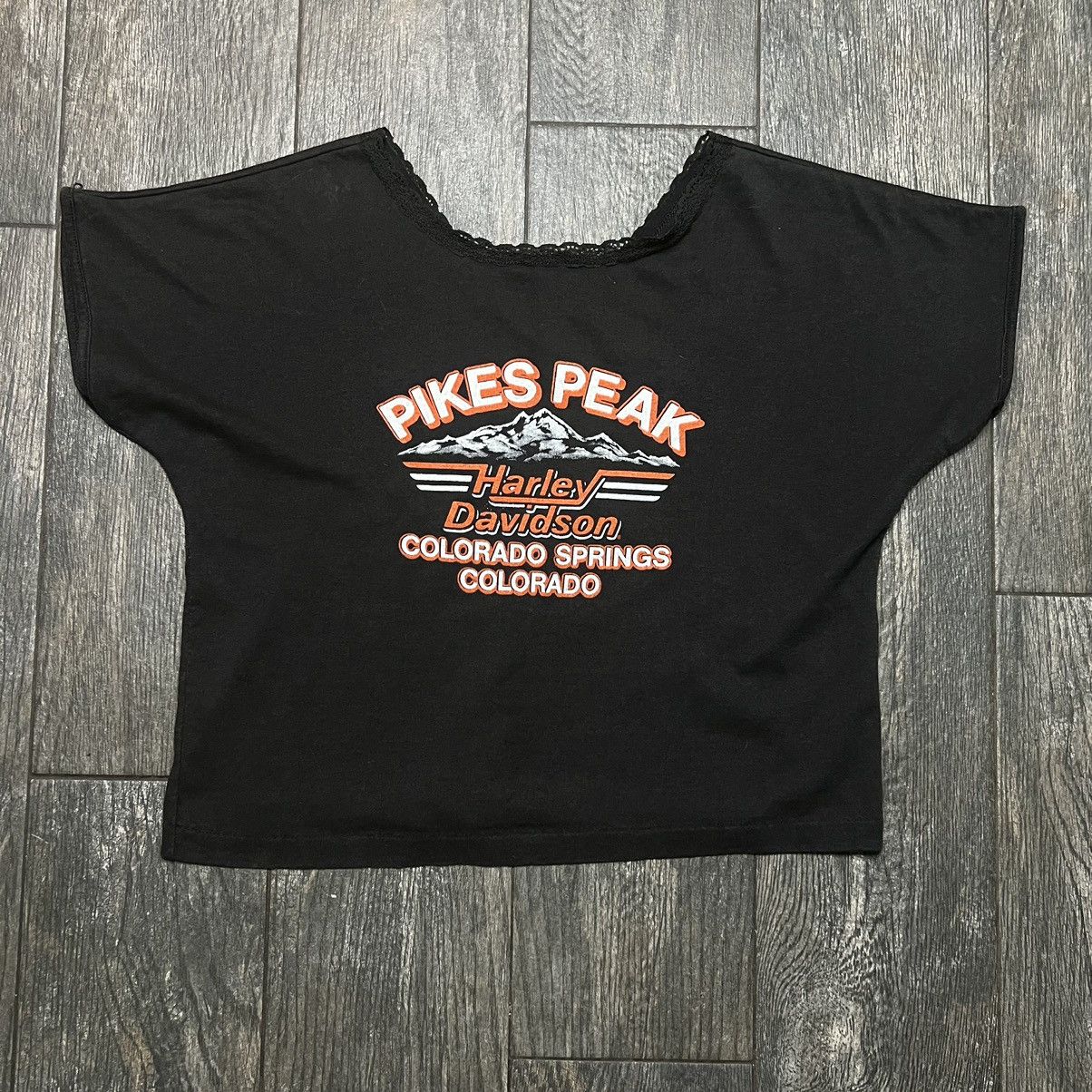 Vintage 1989 3D emblem Harley Davidson lace crop top Size M / US 6-8 / IT 42-44 - 3 Thumbnail