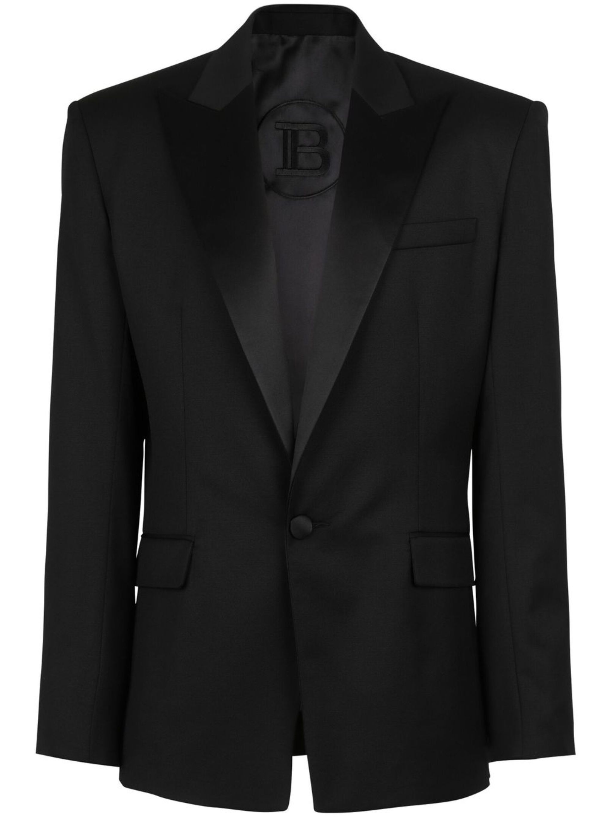 o1s1wg110125 Satin Lapel Blazer in Black
