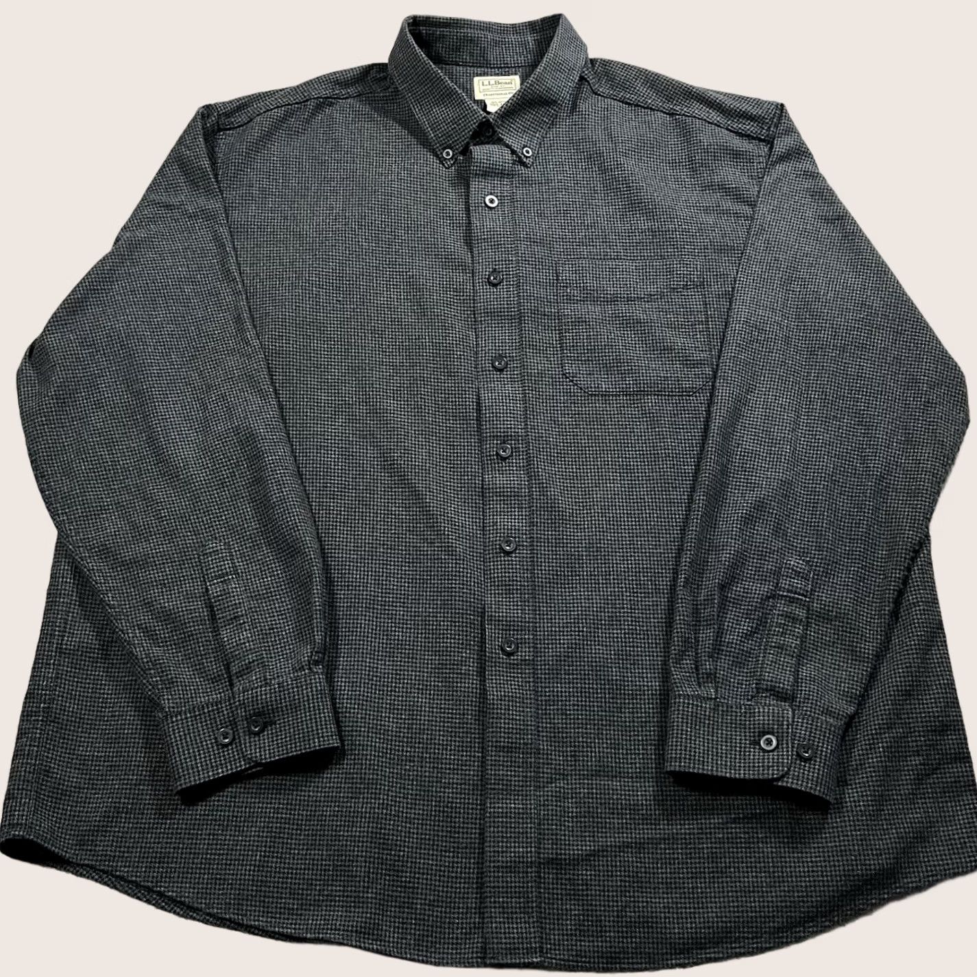 Vintage LL Bean Shirt Mens 2XL Gray Houndstooth Flannel Button-Up Long Sleeve Casual Vintage Style Womens? No, Mens. Size US XXL / EU 58 / 5 - 1 Thumbnail