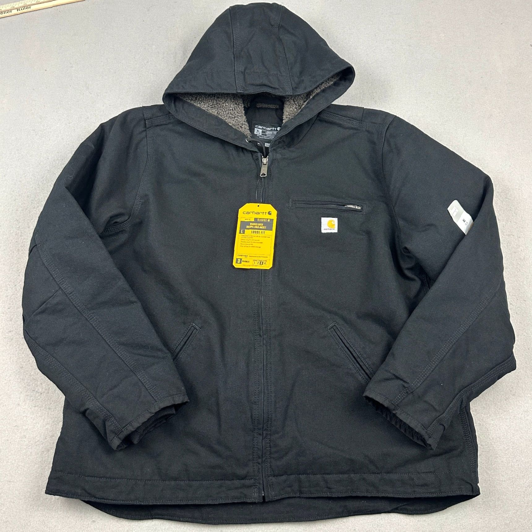 Carhartt VINTAGE Carhartt Jacket Womens XL Black Washed Duck Sherpa Lined Hooded Loose Fit Condura Size XL / US 12-14 / IT 48-50 - 2 Thumbnail