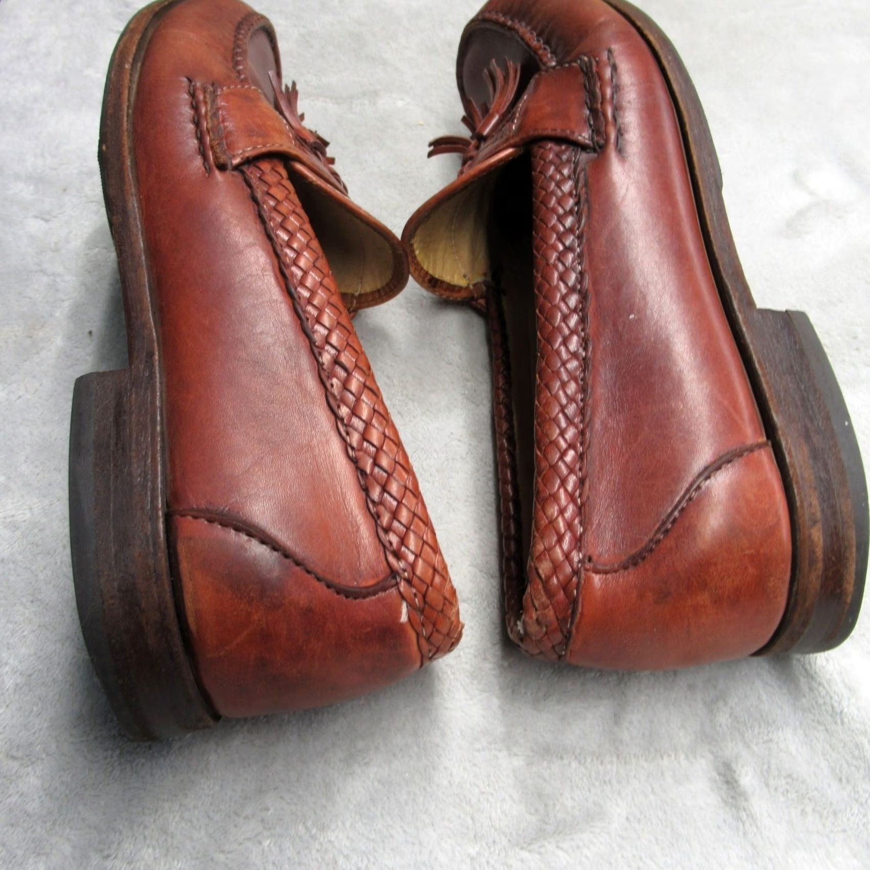 Allen Edmonds Maxfield Tassel Loafers Men 10.5 D Brown Woven‎ Leather VTG USA VINTAGE Allen Edmonds Maxfield Loafers Men 10.5 D Brown  main image 2