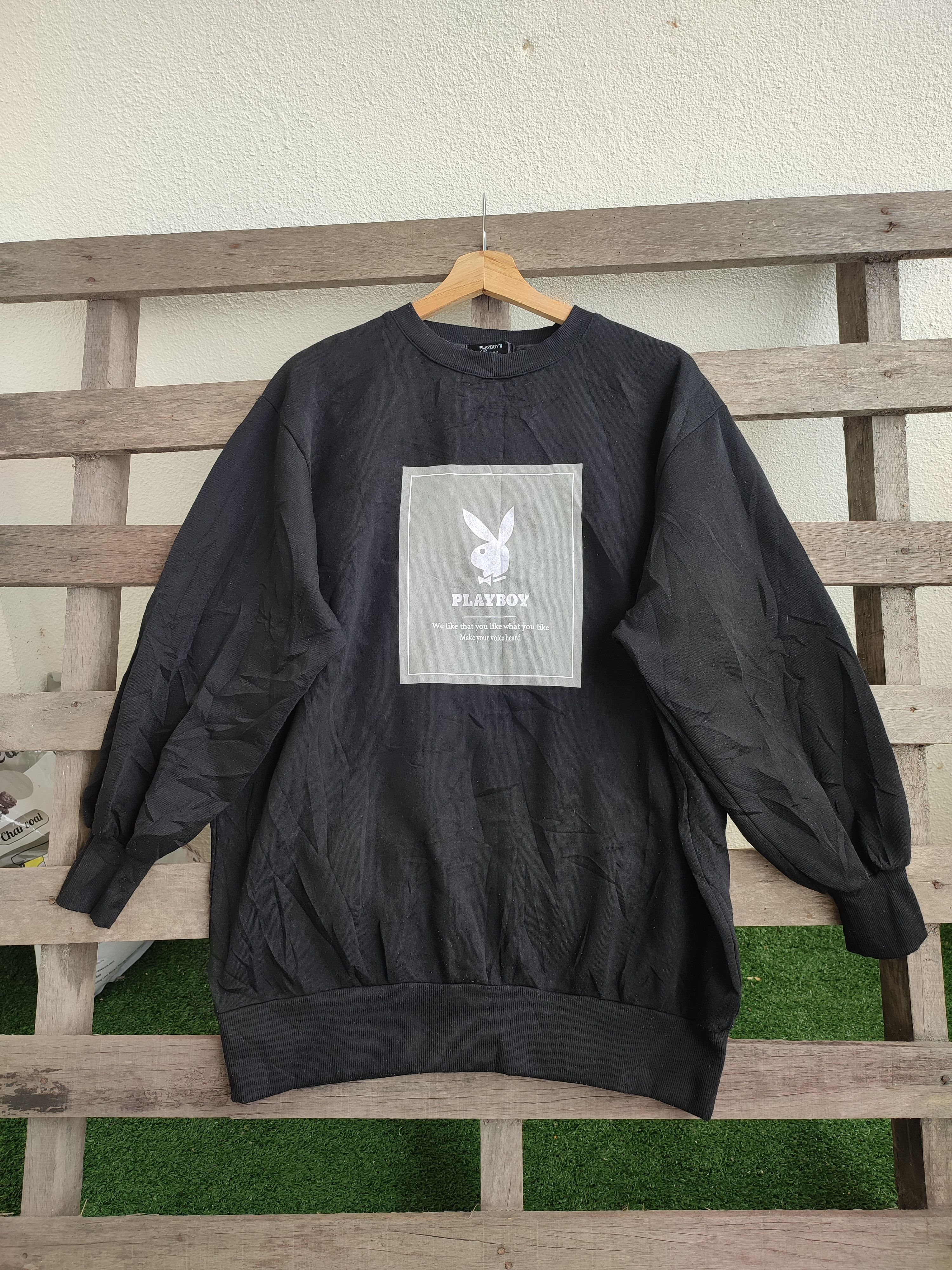 image of Vintage !! Playboy Bunny Big Logo Sweatshirt in Black, Men's (Size XL)