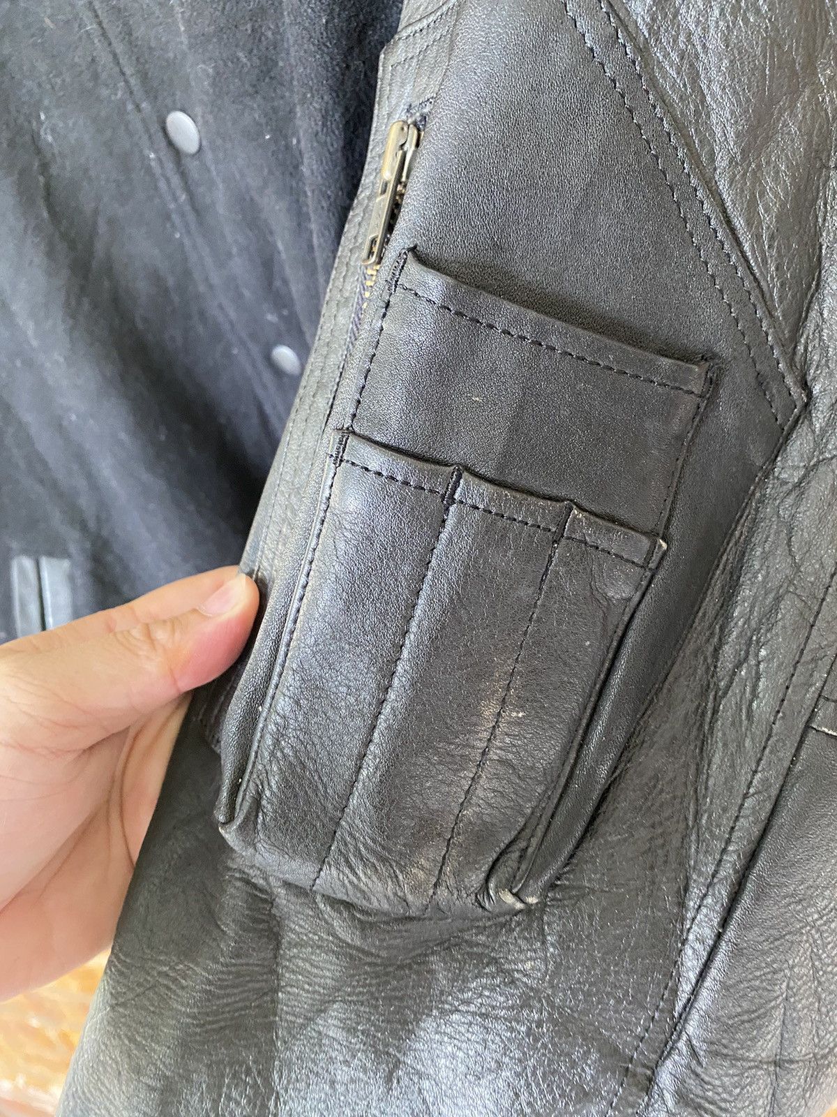 Kansai Yamamoto 1990s KANSAI MAN Vatsity 2 tone leather jacket Size US L / EU 52-54 / 3 - 15 Thumbnail