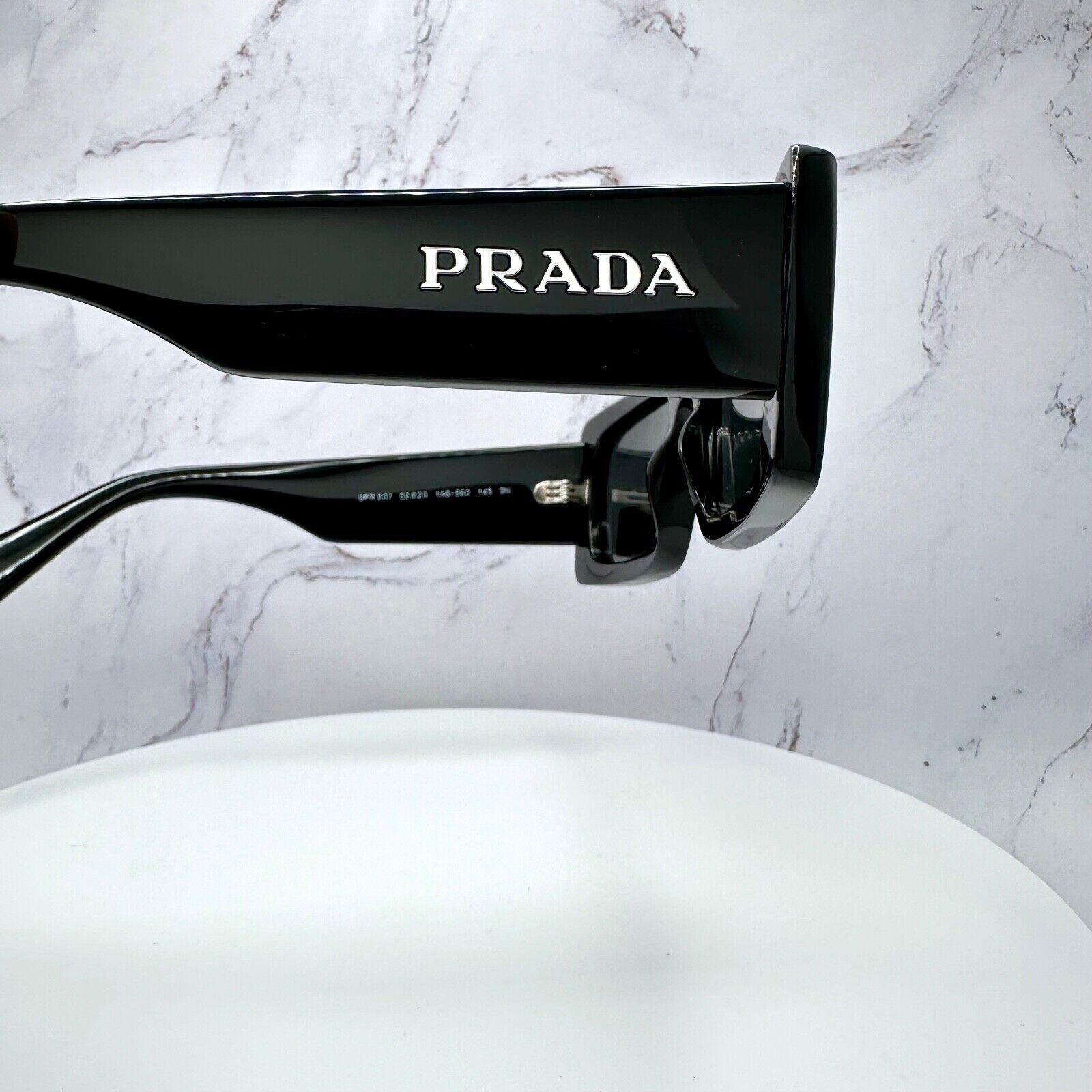Prada New Prada Sunglasses Black Acetate Rectangle Square I Size ONE SIZE - 10 Thumbnail