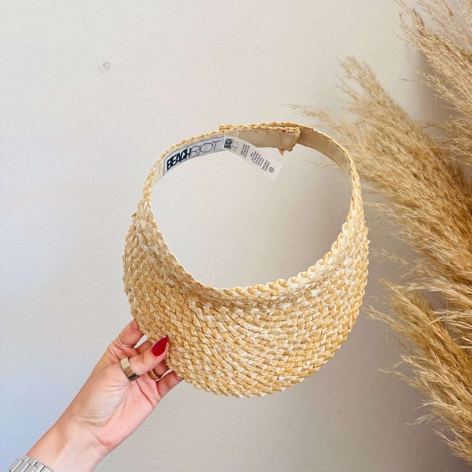 ANTHROPOLOGIE BEACH RIOT Tan Woven Straw $78 Visor Wide Hat display picture 2