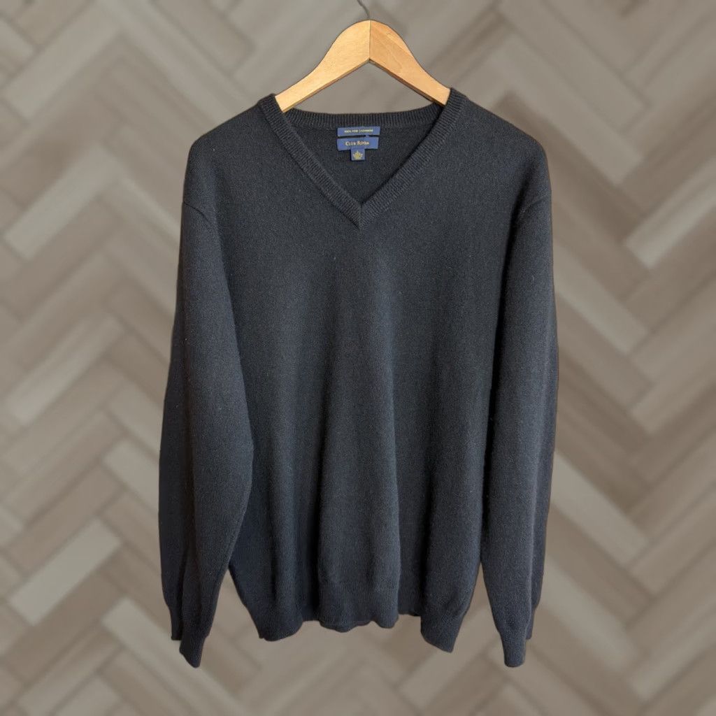 Club Room Club Room Men's Sweater V-Neck 100% Cashmere Pullover Size L Purple Men's Knit Shirt/Top Size US L / EU 52-54 / 3 - 1 Thumbnail