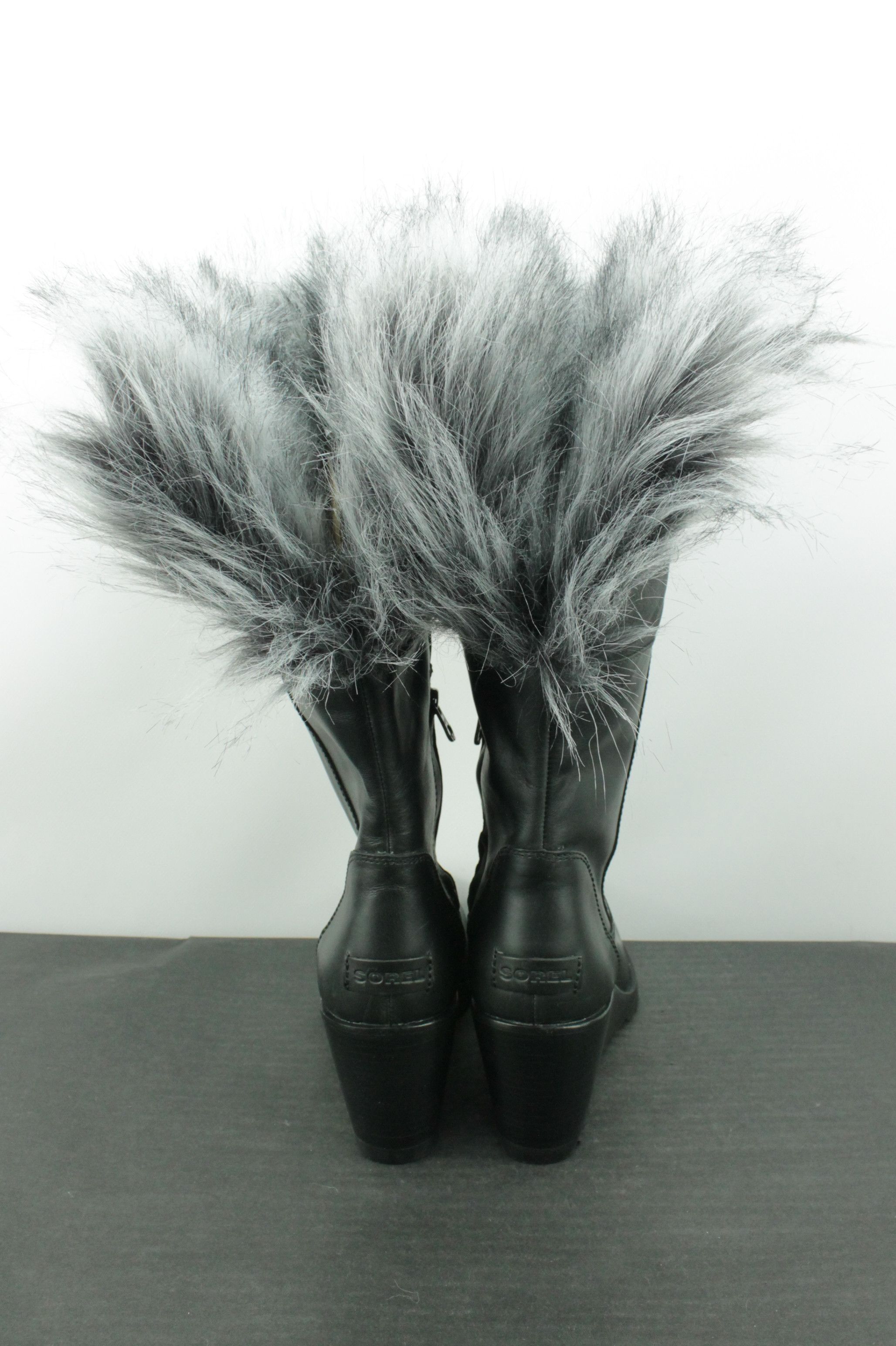 SOREL Sorel Park City Lux Leather Wedge Booties Faux Fur Black Size US 8.5 / IT 38.5 - 7 Thumbnail