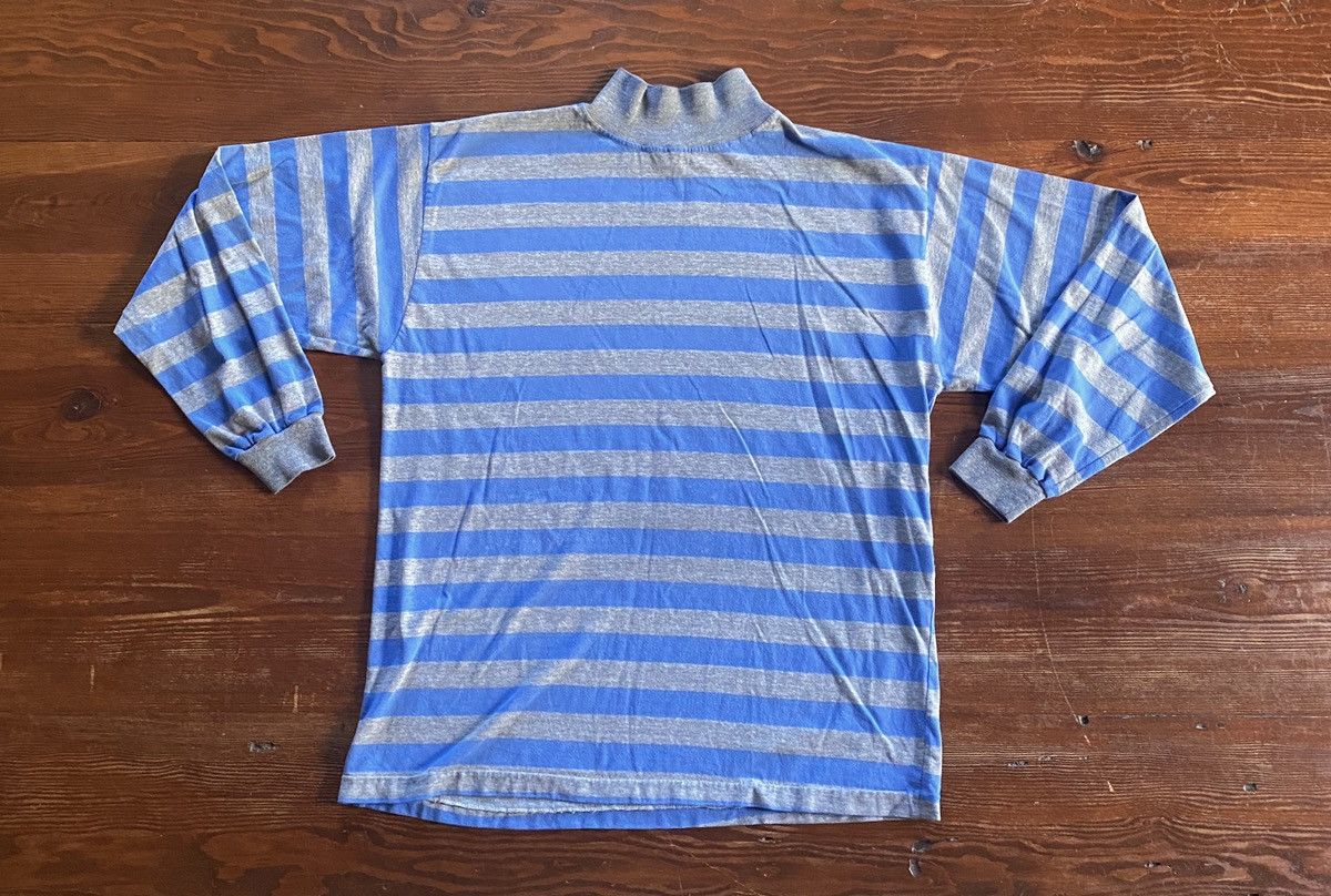 Vintage Vintage Blue & Grey Single Stitch Mock Neck Long Sleeve Tee Size US M / EU 48-50 / 2 - 2 Thumbnail