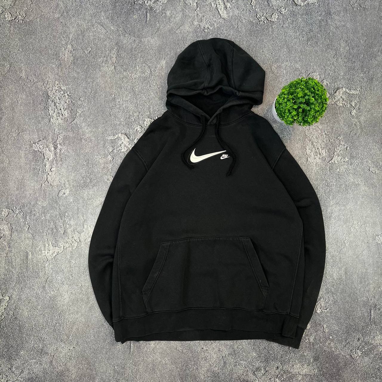 Nike Vintage Nike Black Drill Hoodie Mini Swoosh Y2K Size XL Size US XL / EU 56 / 4 - 1 Thumbnail