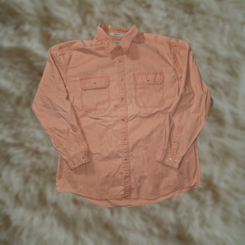 Vintage LL Bean Shirt Mens XL Orange Traditional Fit Button Down Pocket Outdoor Workwear Size US XL / EU 56 / 4 - 1 Thumbnail