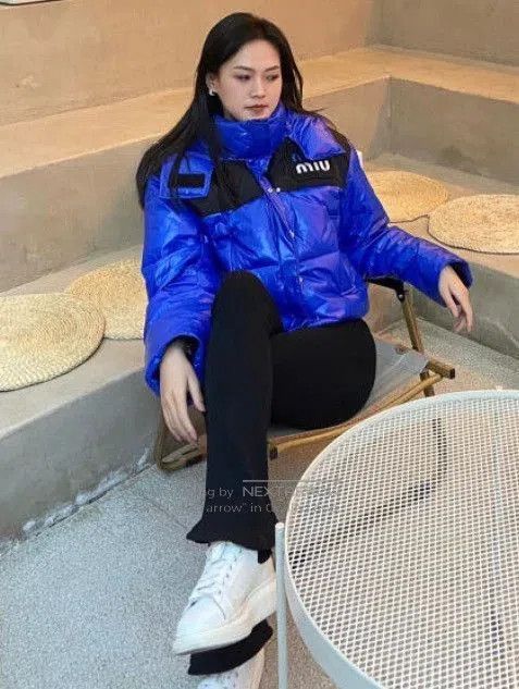 Miu Miu Miumiu Blue Logo Embroidered Long Down Jacket. Size M / US 6-8 / IT 42-44 - 5 Thumbnail
