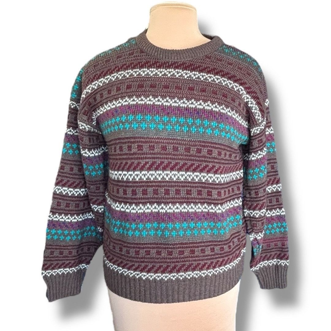 Vintage Vintage Scandia Brown Fair Isle Crewneck Sweater USA Made Size US M / EU 48-50 / 2 - 10 Thumbnail