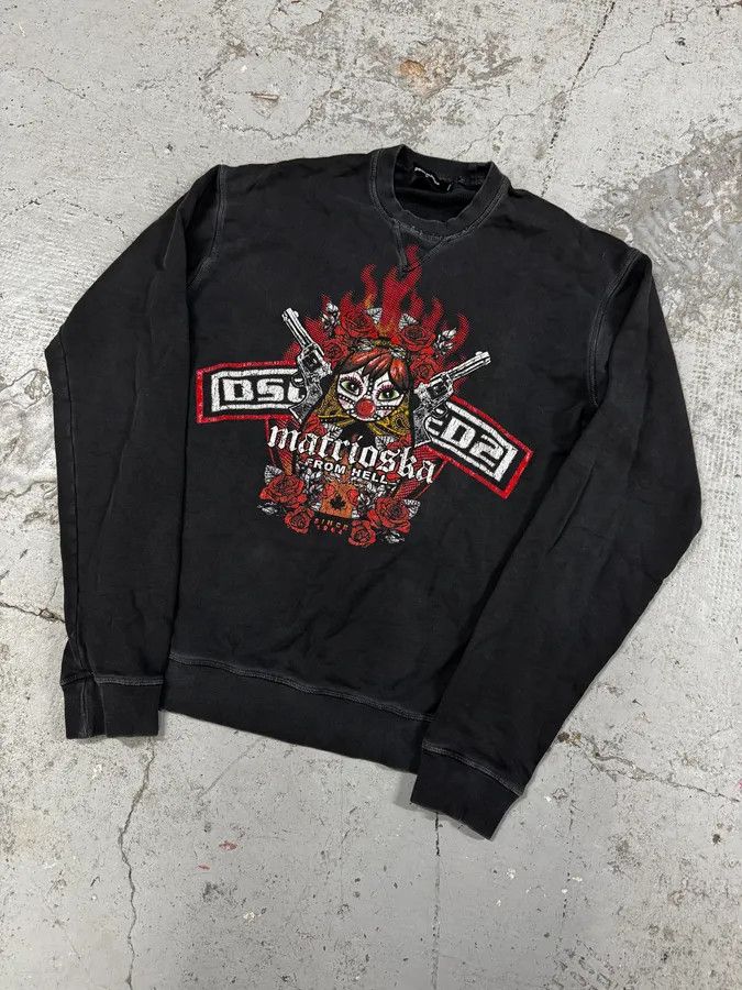 Dsquared2 AW2015 Dsquared2 Black Gun Moto Crewneck Sweater Size US S / EU 44-46 / 1 - 3 Thumbnail