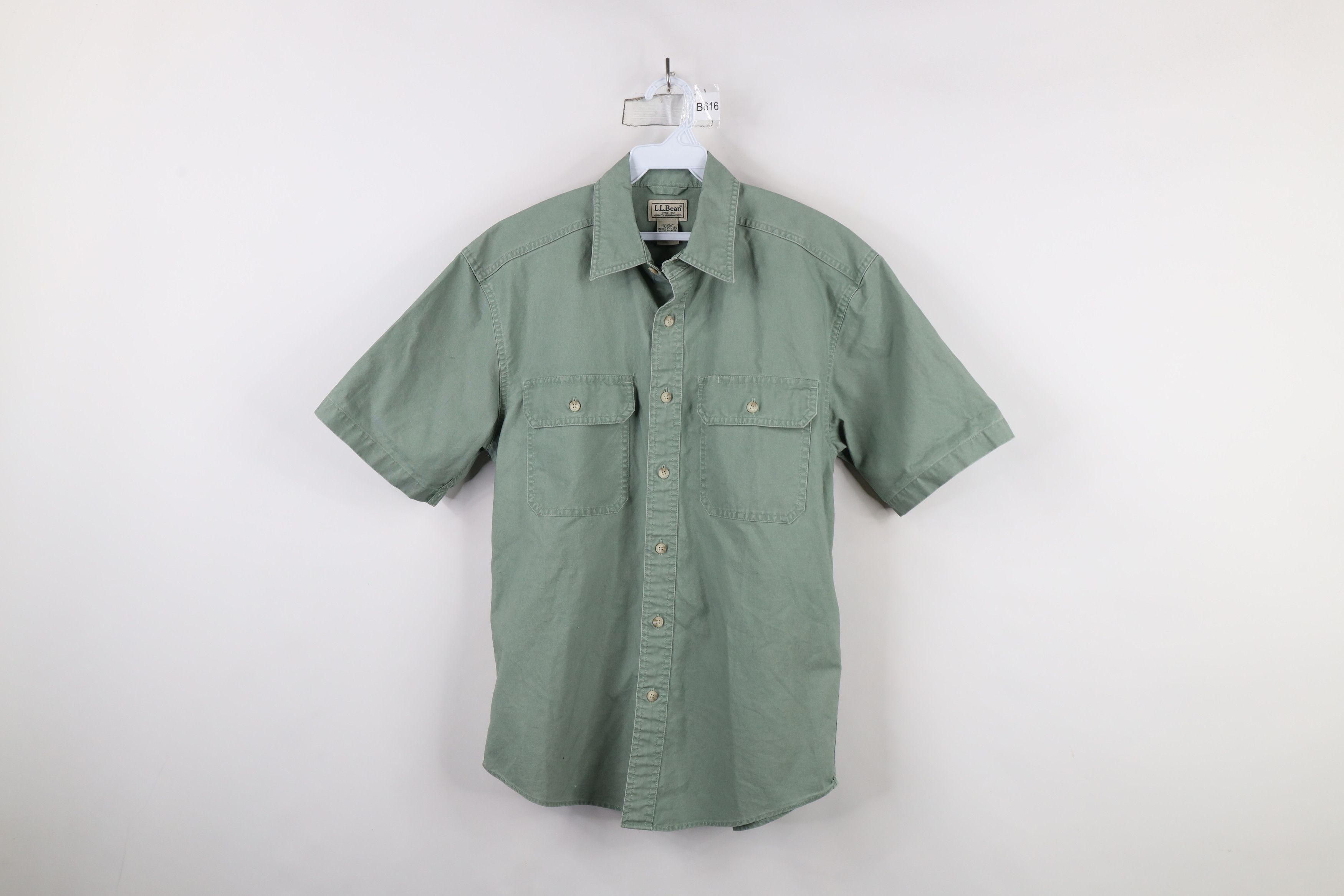 L.L. Bean × Vintage Vintage 90s LL Bean Stonewash Safari Bush Button Shirt Green Size US S / EU 44-46 / 1 - 1 Thumbnail
