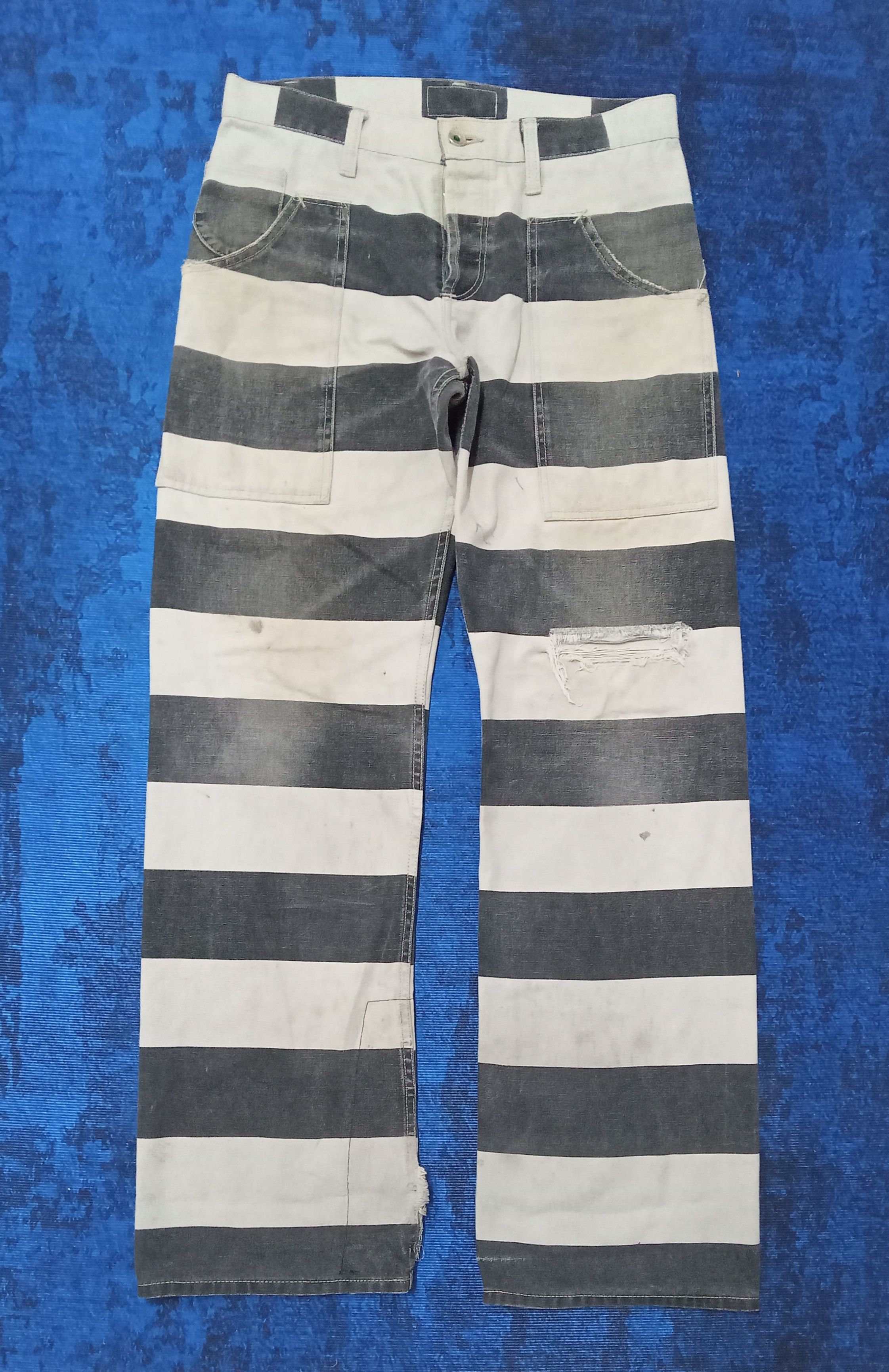 Unknown Brand Prisoner Stripes Distressed Pants
