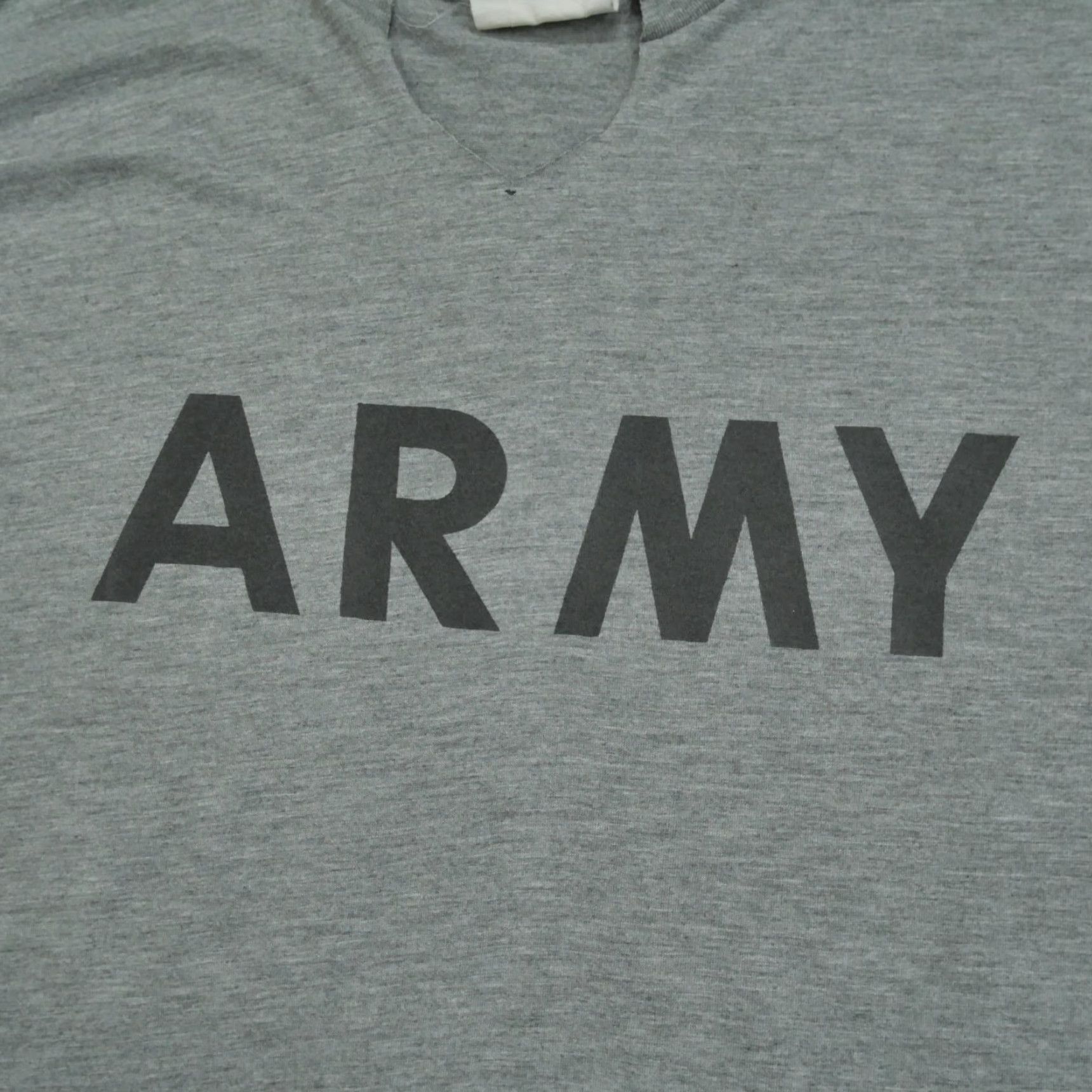 Spell VINTAGE Army T Shirt Adult XL Grey Spell Out Logo Distressed 90s Mens Size US XL / EU 56 / 4 - 2 Thumbnail
