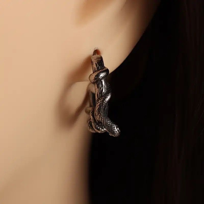 Jewelry × Vintage Creative Snake Winding Plant Vine Hoop Earrings Size ONE SIZE - 2 Thumbnail