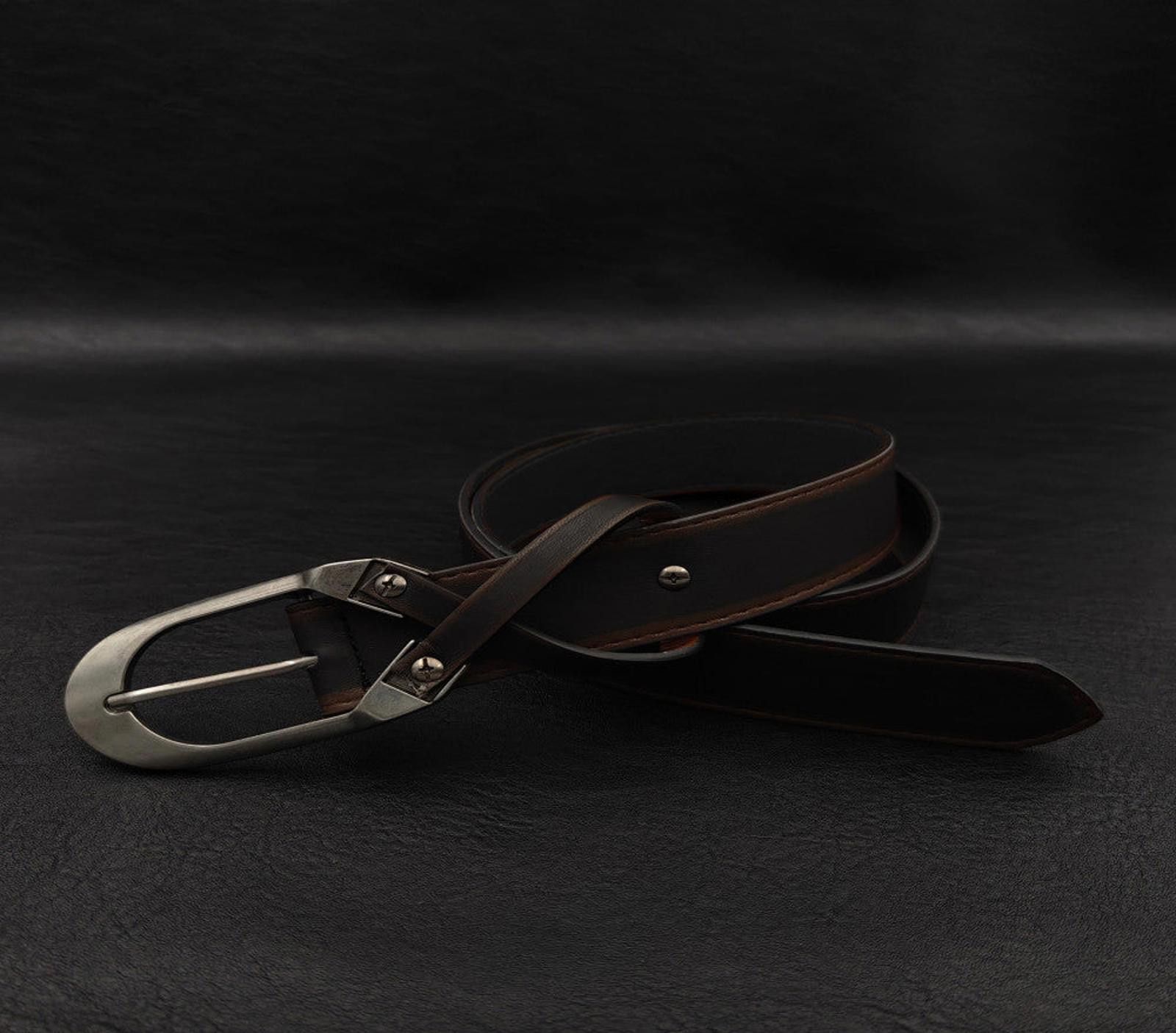 Other Premium Leather Belt with Unique Buckle Size ONE SIZE - 4 Thumbnail