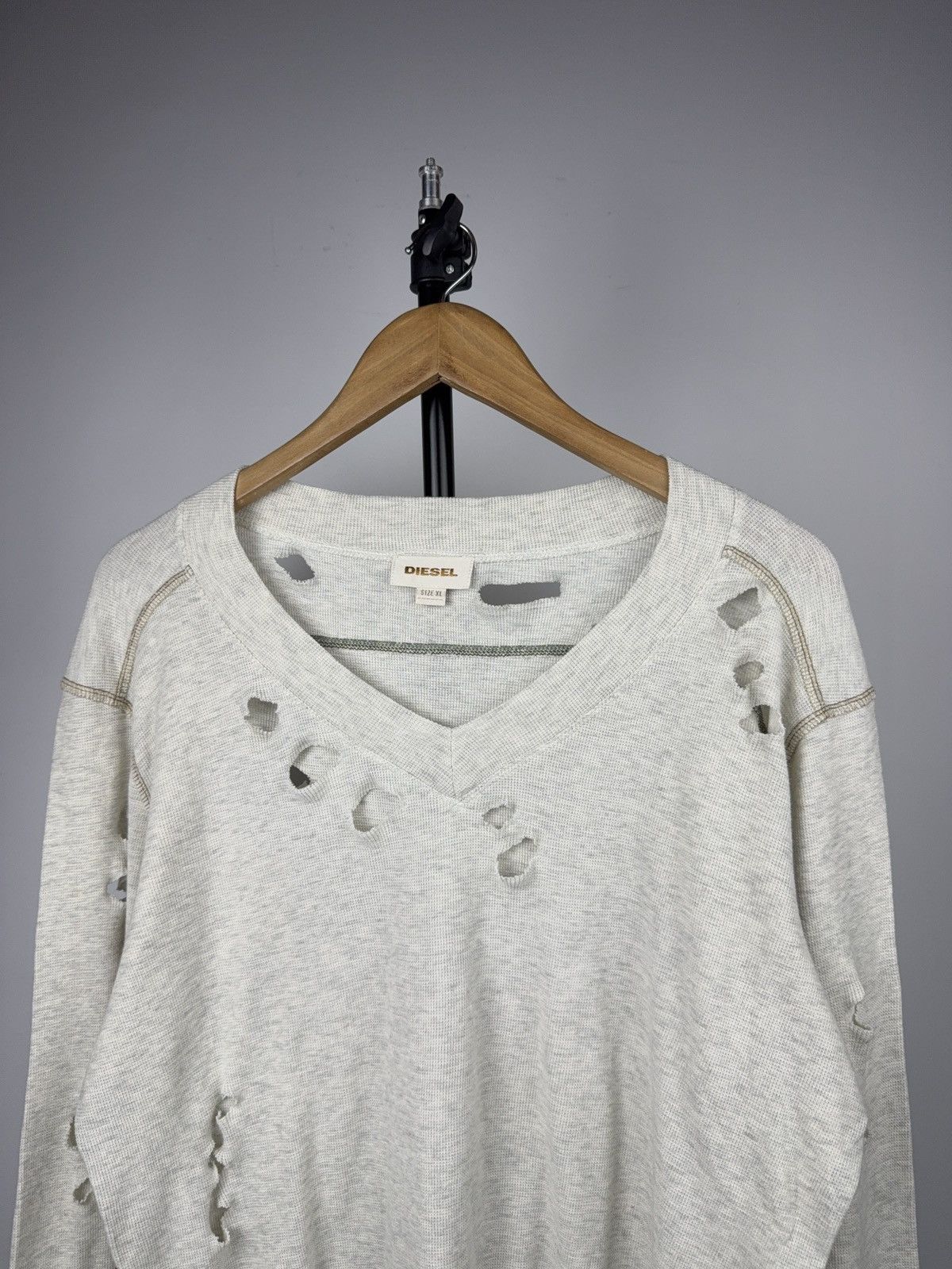 Diesel Diesel Y2K Avant Garde Distressed Thermal V-Neck Longsleeve Size US L / EU 52-54 / 3 - 2 Thumbnail
