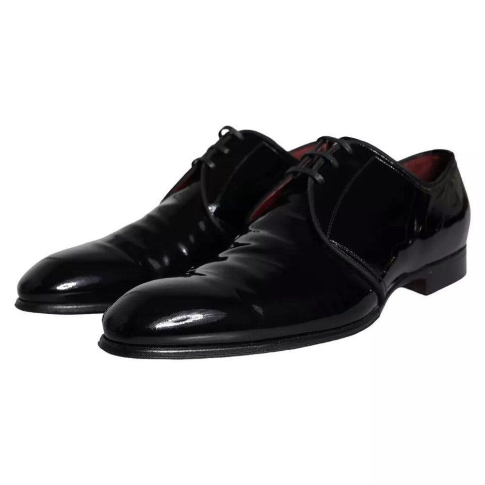 Dolce & Gabbana Dolce & Gabbana Black Patent Leather Derby Men Dress Shoes Size US 9 / EU 42 - 3 Thumbnail