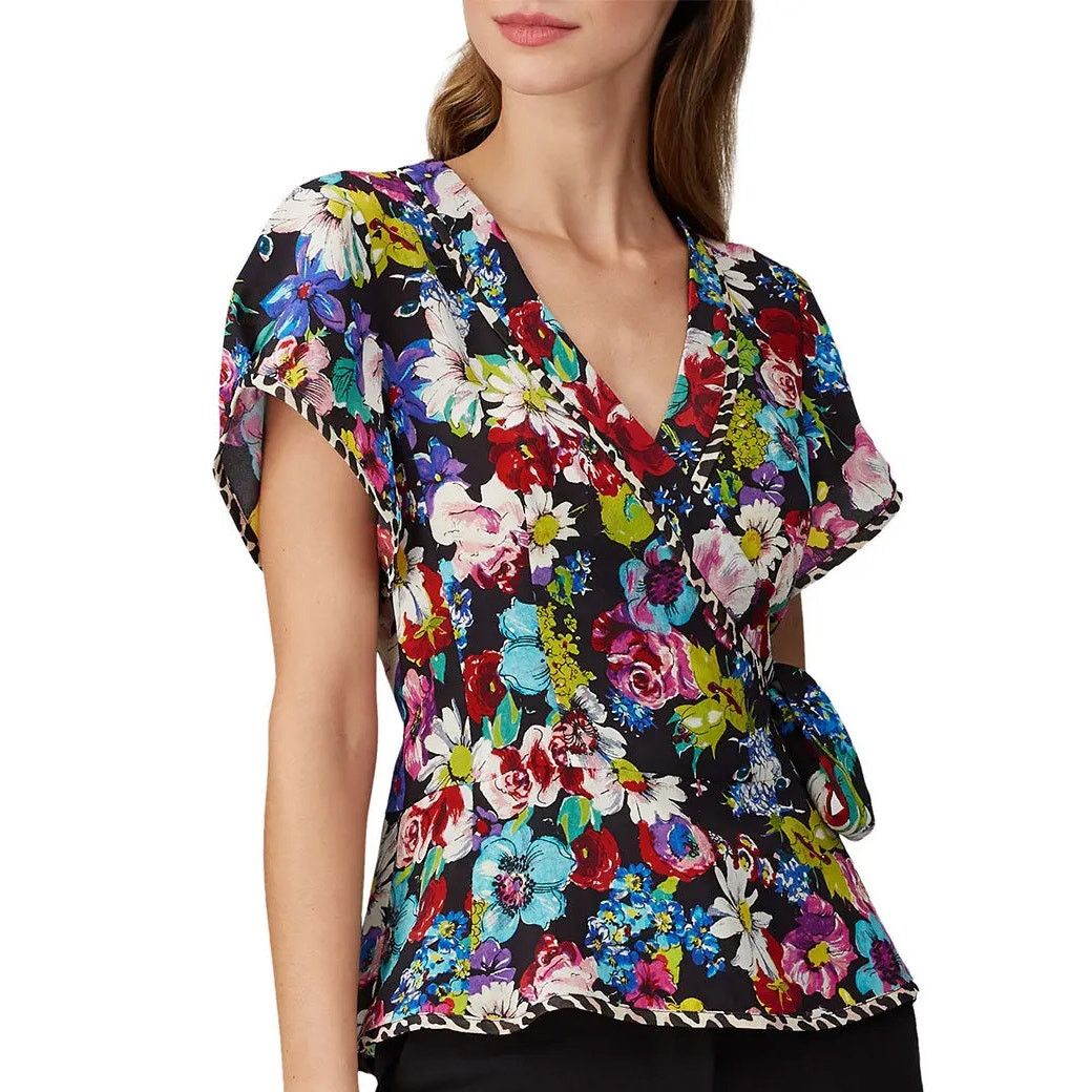 Nanette Lepore Nanette Lepore Womens Floral Boquet Wrap Top 6 Artsy Whimsy Size M / US 6-8 / IT 42-44 - 1 Thumbnail