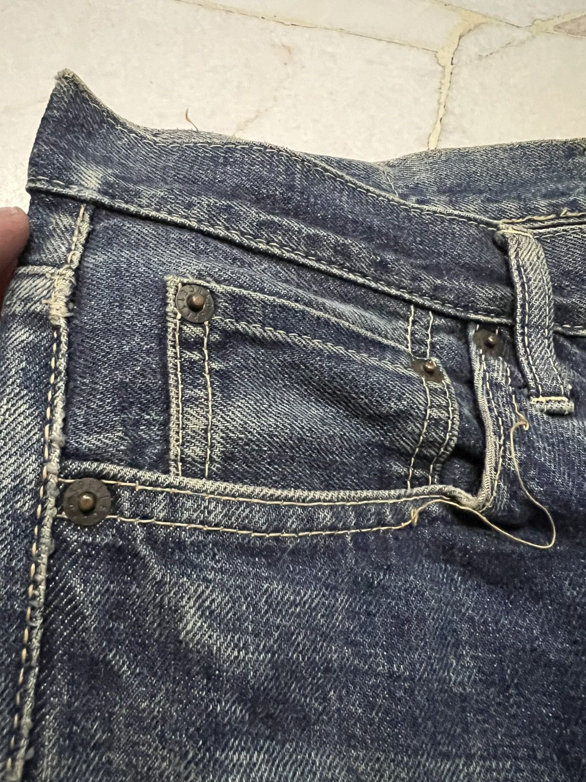 If Six Was Nine × Japanese Brand × Spellbound 💥90’s💥Vintage Spellbound Distress Selvedge Mud Wash Jeans Size US 31 - 11 Thumbnail