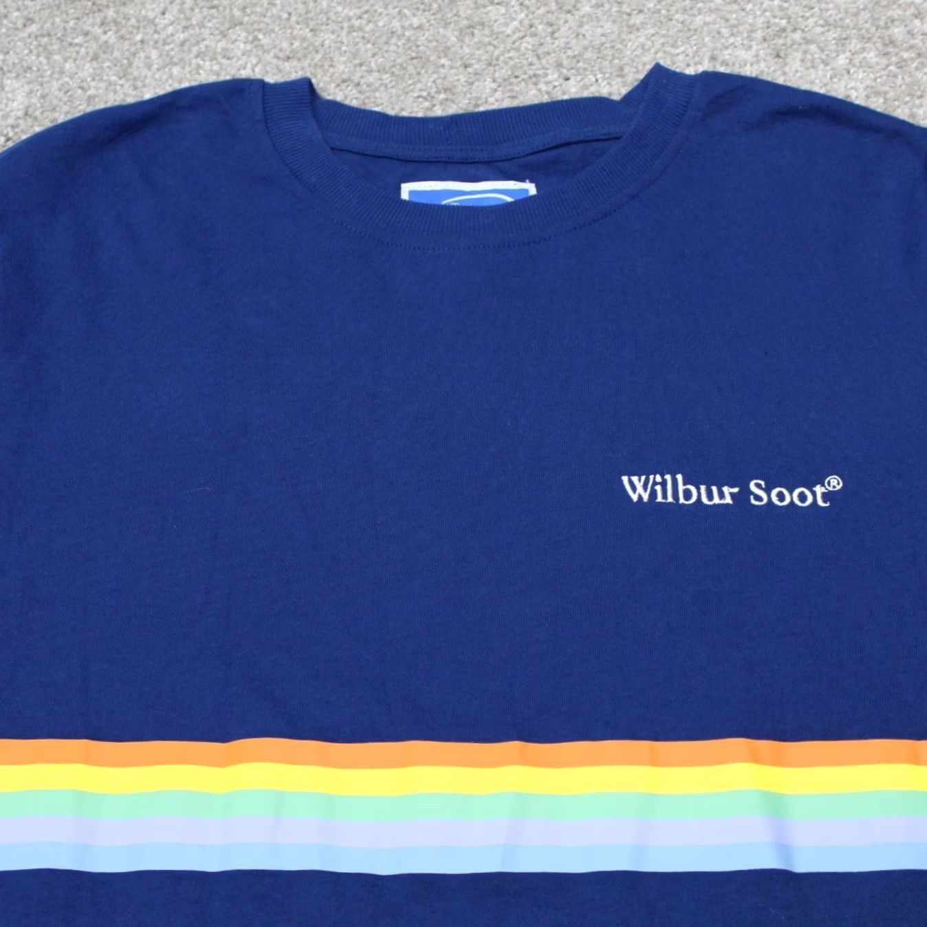 Rainbow Wilbur Soot Shirt Men’s Large Blue Rainbow Stripe 100% Cotton Long Sleeve Crew Neck T-Shirt Size US L / EU 52-54 / 3 - 4 Thumbnail