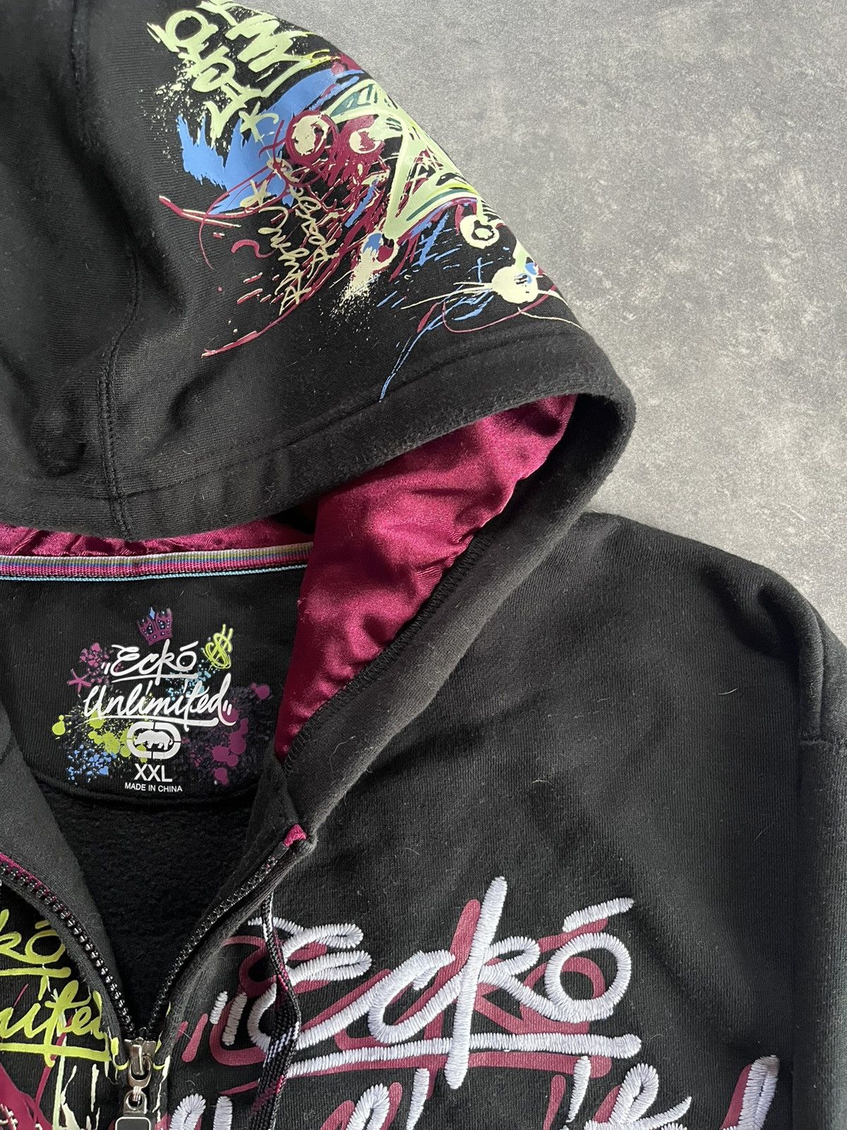 Ecko Unltd. 00s Ecko Unlimited Painted Logo Baggy Zip Hoodie XXL Rare Size US XXL / EU 58 / 5 - 9 Thumbnail
