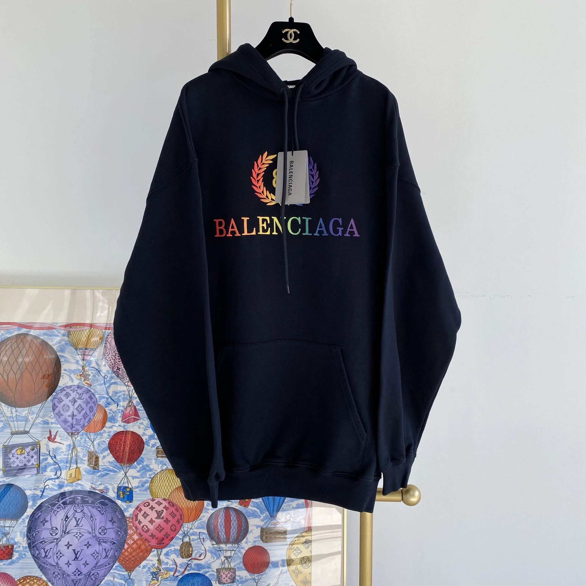 Balenciaga Black Letter Logo Hoodie XS NWT
