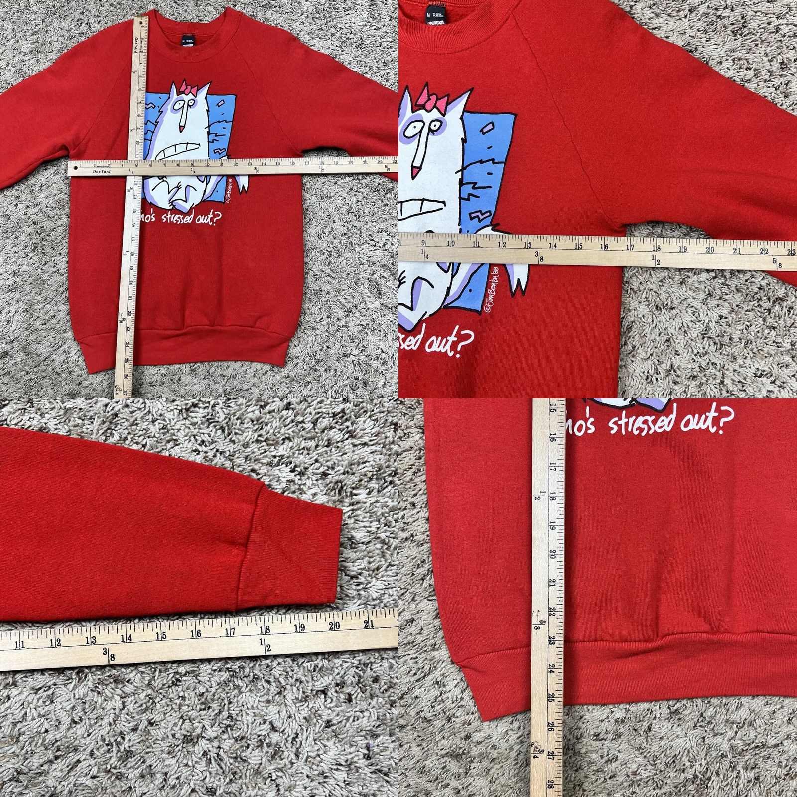 Vintage VINTAGE Screen Stars Sweatshirt Raglan Red 80s Big Cat Graphic Crewneck M Women Size M / US 6-8 / IT 42-44 - 8 Thumbnail
