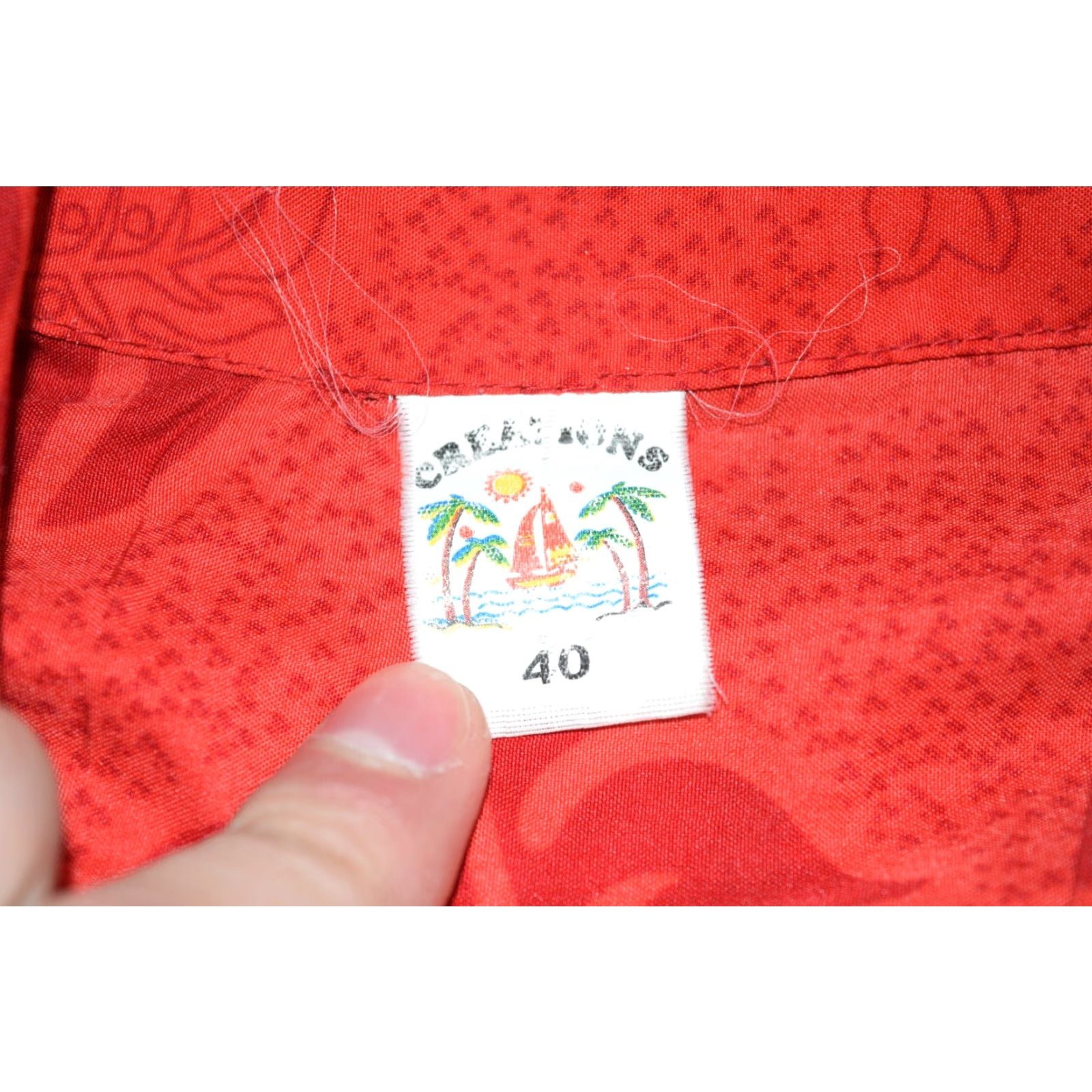 Vintage VINTAGE Royal Creations Shirt Mens Regular 40 Red Palm Leaf Hawaiian Button-Up Short Sleeve Beach 90s Mens Size US L / EU 52-54 / 3 - 5 Thumbnail