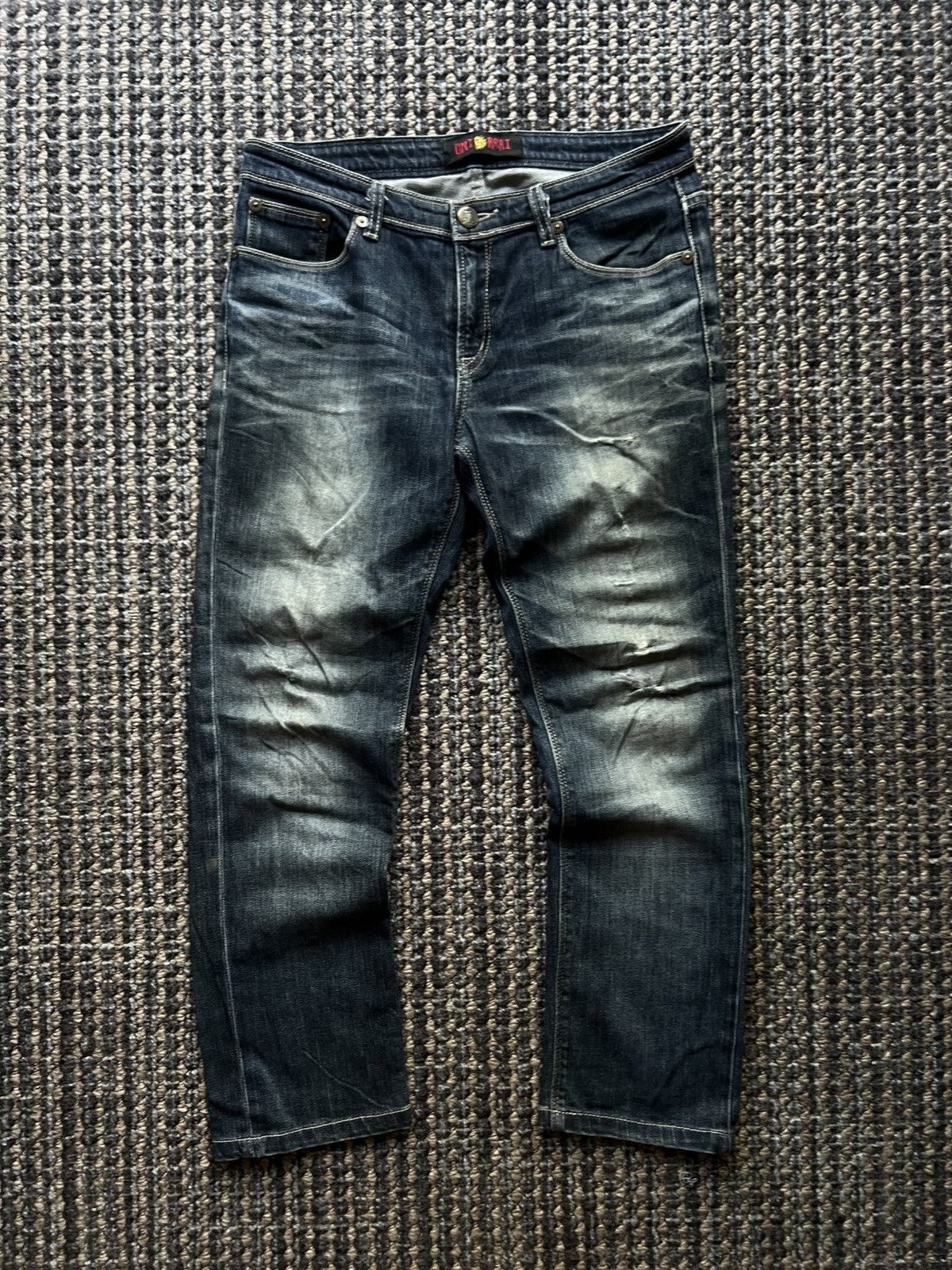 Japanese Brand 00’s Oniarai Vintage Y2K Embroided Demon Jeans Size US 31 - 2 Thumbnail