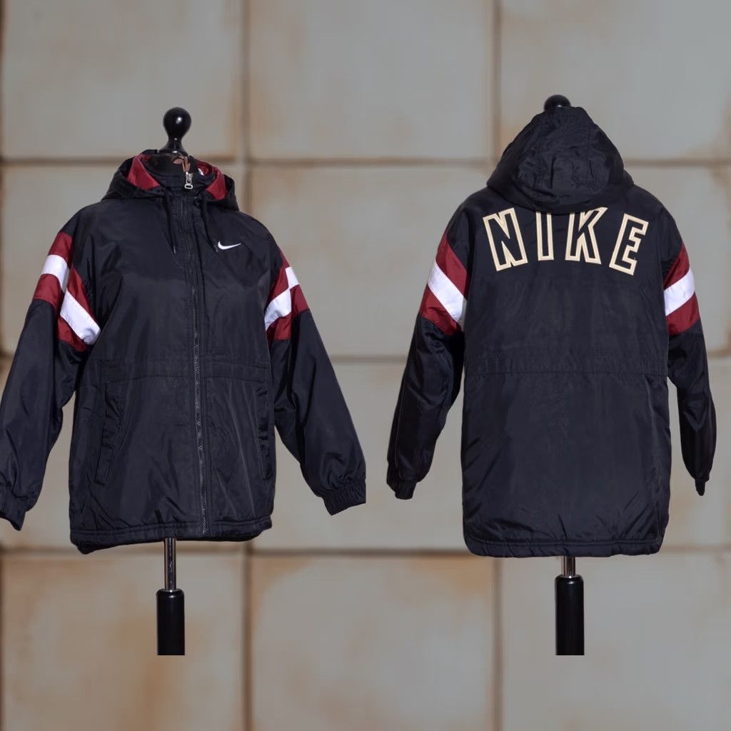 Nike VINTAGE Nike Women's Winter Jacket Hooded Padded Big Logo Size L Jacket Womens Logo White XS? Size M / US 6-8 / IT 42-44 - 1 Thumbnail