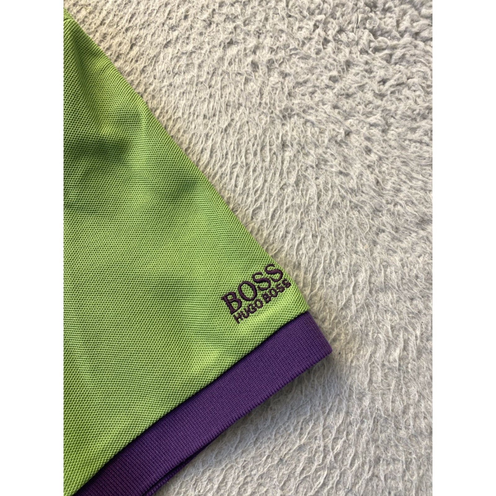 Hugo Boss HUGO BOSS Polo Shirt Pima Cotton GREEN Purple Mens M /146-39 Polo Short Sleeve Regular Fit Adult Medium Green 90s Modern Authentic Mens Size US M / EU 48-50 / 2 - 2 Thumbnail