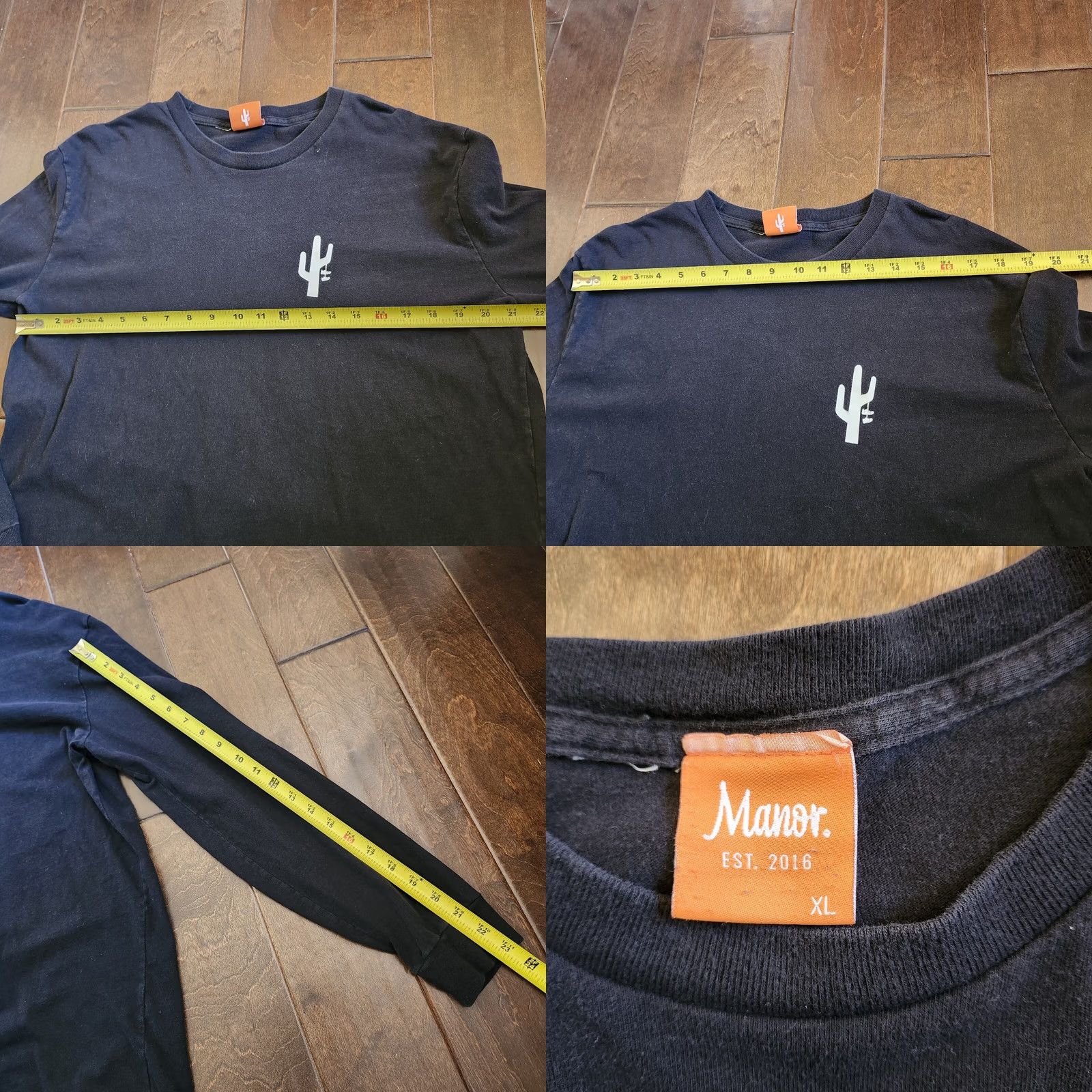 Vintage Manor Phoenix Cactus Mens Black Long Sleeve Shirt - XL Size US XL / EU 56 / 4 - 8 Thumbnail
