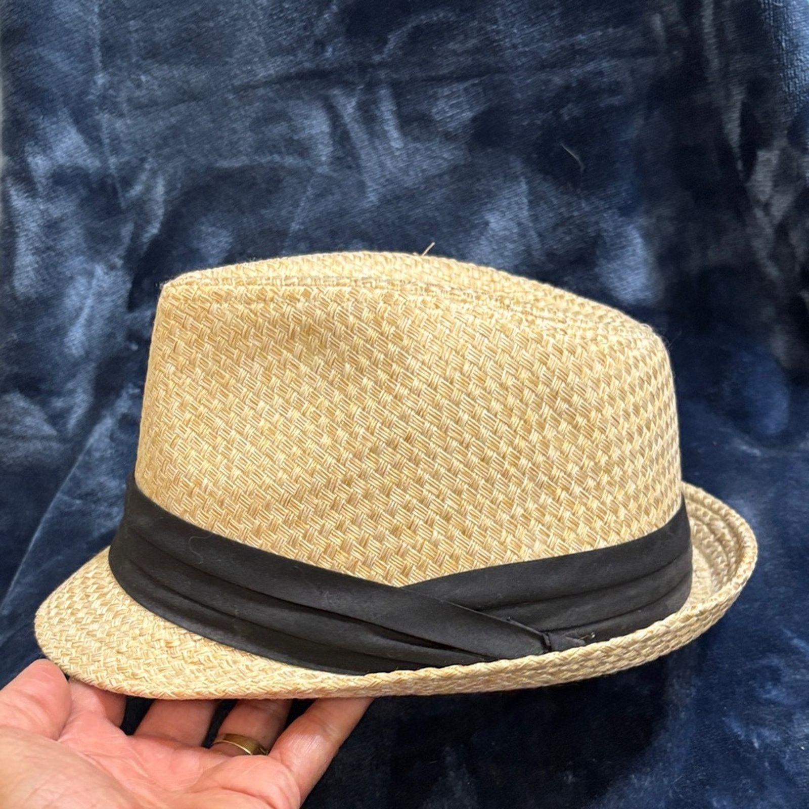 Other Milani Straw Fedora Hat Tan Black Band Sz S/M Classic Summer Size ONE SIZE - 5 Thumbnail