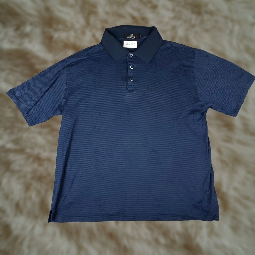 BUGATCHI BUGATCHI Polo Shirt Mens Size Large Blue Striped Short Sleeve Casual Polo Shirt Mens L Blue Striped Modern Preppy Sports Shirt Size US L / EU 52-54 / 3 - 1 Thumbnail