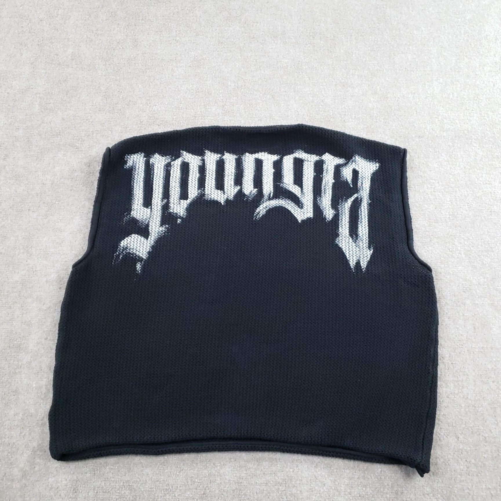 YoungLA YoungLA Vest Mens XL Black Knit Gothic Back Logo Streetwear Sleeveless Size US XL / EU 56 / 4 - 7 Thumbnail