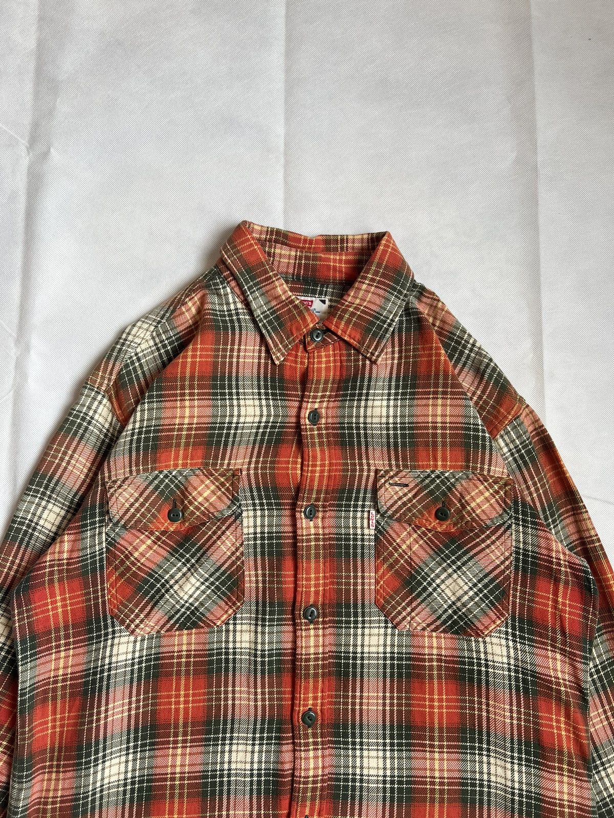 Levi's Vintage Levis Orange Plaid Button Up Flannel Shirt Size US M / EU 48-50 / 2 - 10 Thumbnail