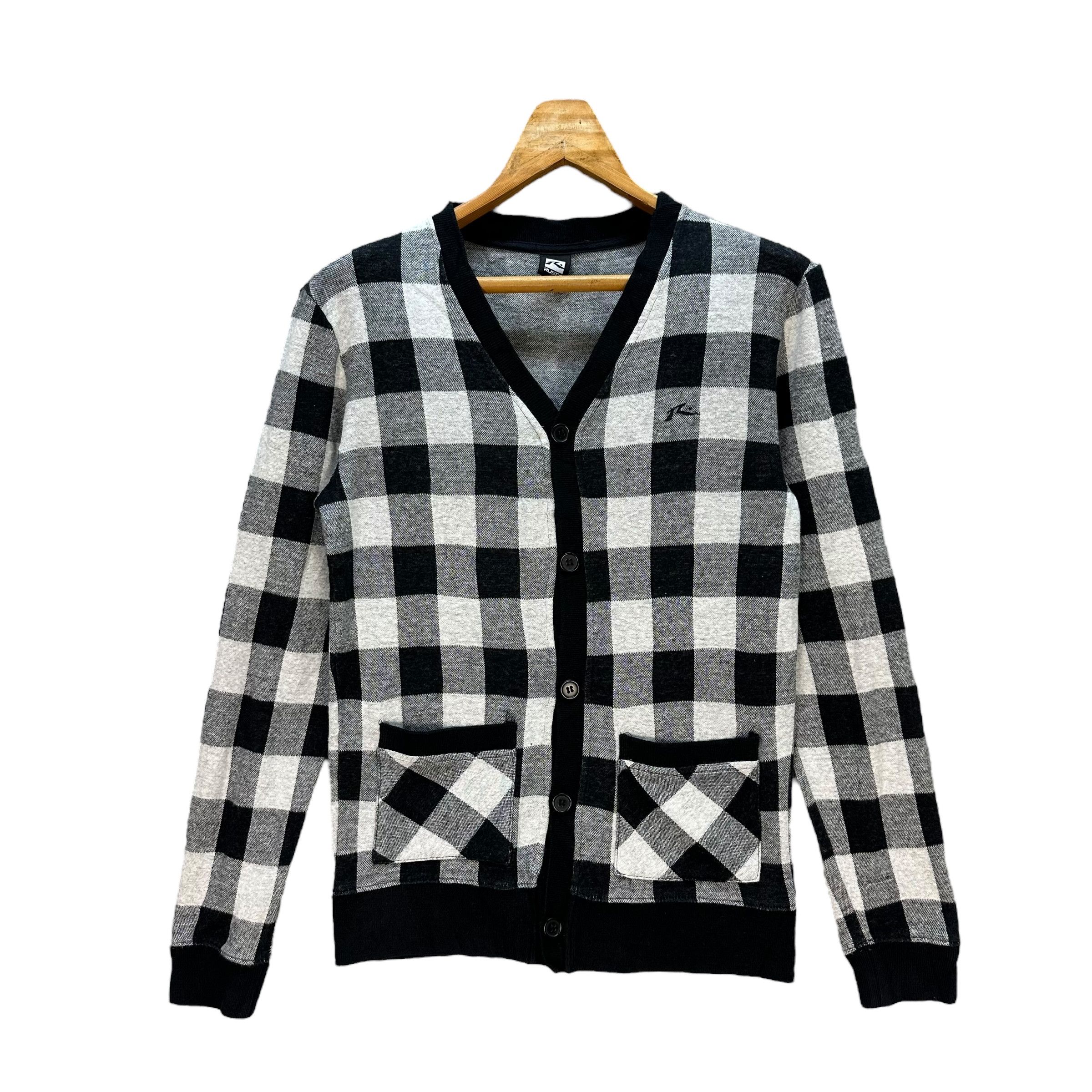 Rusty RUSTY Embroidery Small Logo Checked Cardigan #A4-0079 Size M / US 6-8 / IT 42-44 - 1 Thumbnail