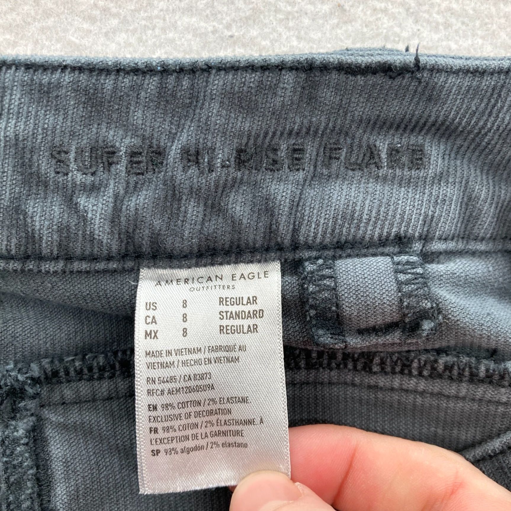 American Eagle Outfitters American Eagle Outfitters Corduroy Pants Women's 8 Gray Stretch Flared Button Fly Boho Y2K Size 30" / US 8 / IT 44 - 5 Thumbnail