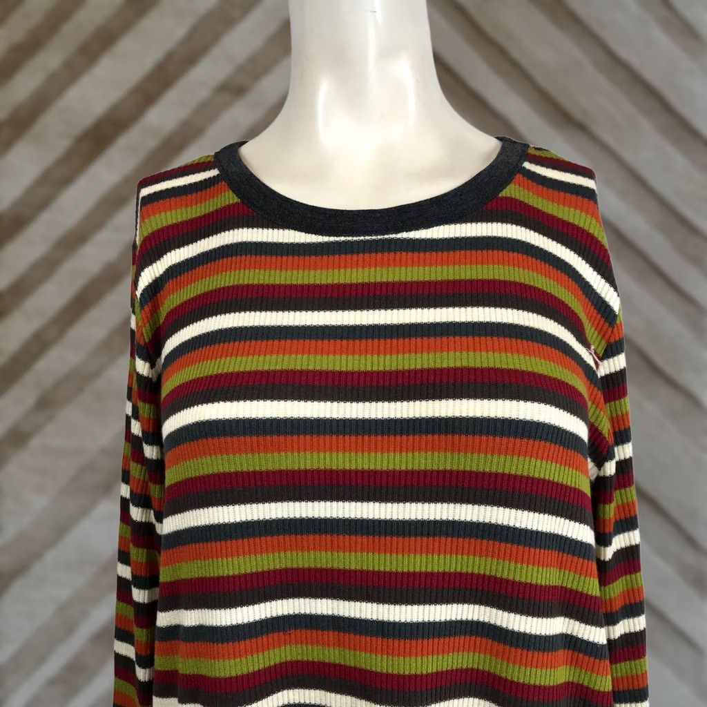 Vintage Staccato Striped Long Sleeve Crew Neck Shirt L Women's Orange Vintage? Size L / US 10 / IT 46 - 1 Thumbnail